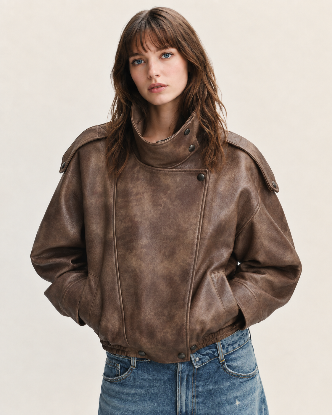 J LINE | LUZINA - OVERSIZED LEATHER BIKER JACKET