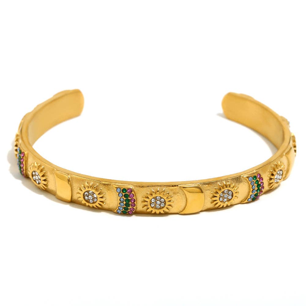 Mio Queena - Tarot Style 18K Gold Plated S.Steel Cuff Bangle - FGS/MS