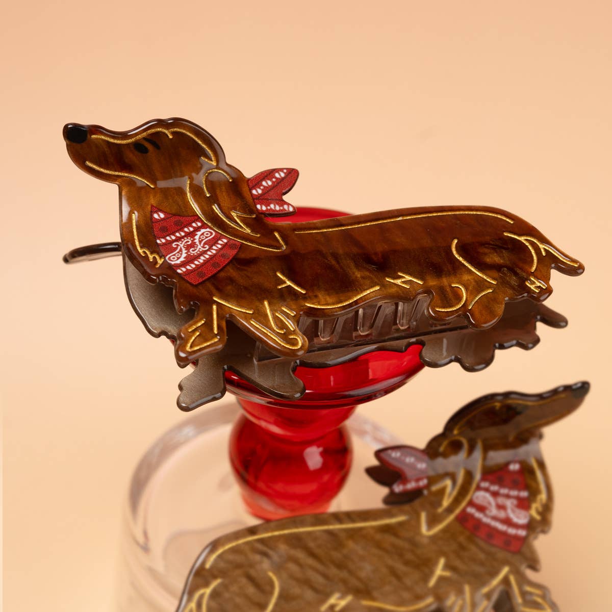 SoapElenGlen - Bandana Adorned Dachshund Hair Claw Clip