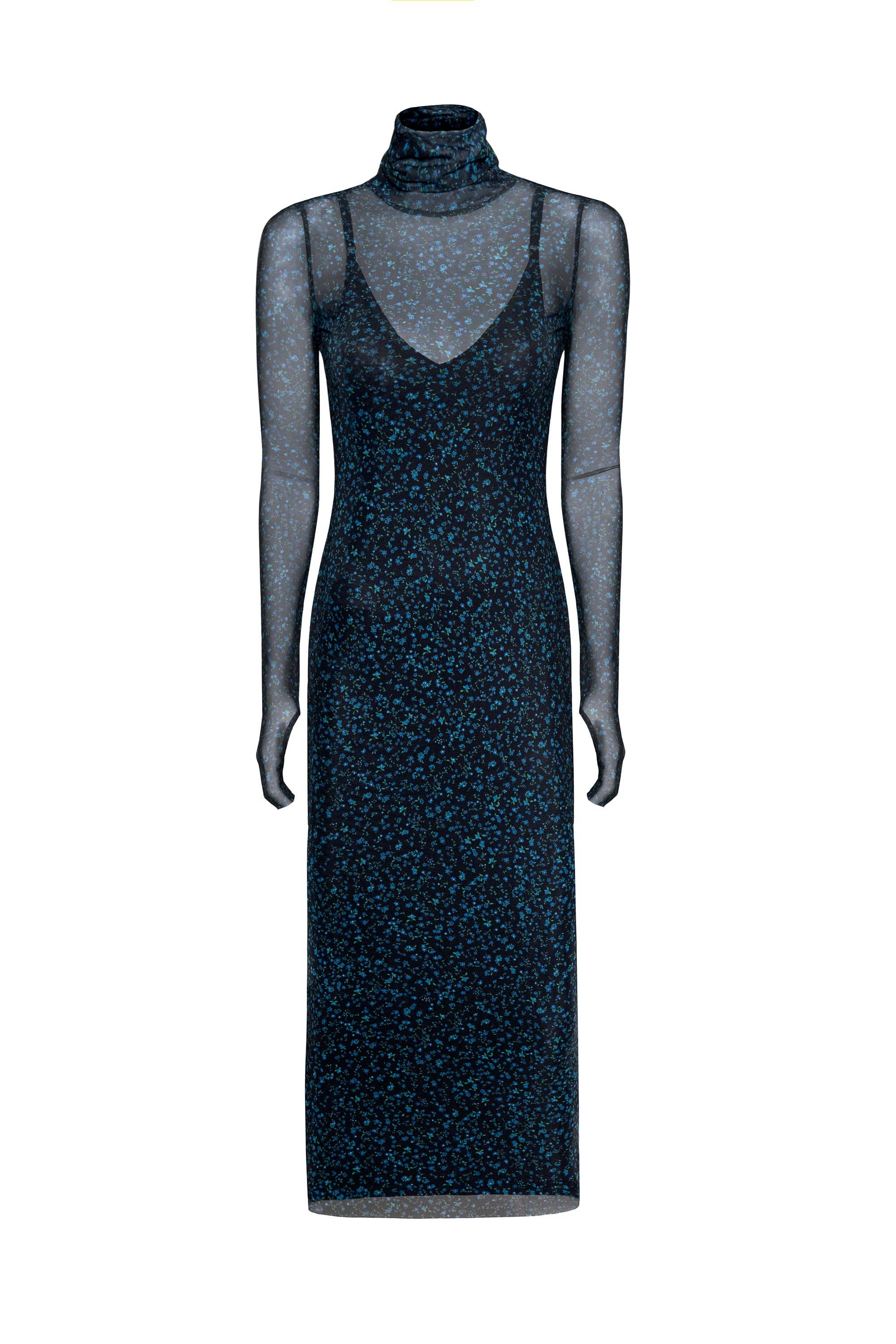 AFRM - Shailene Mesh Dress - Blue Daisy Ditsy
