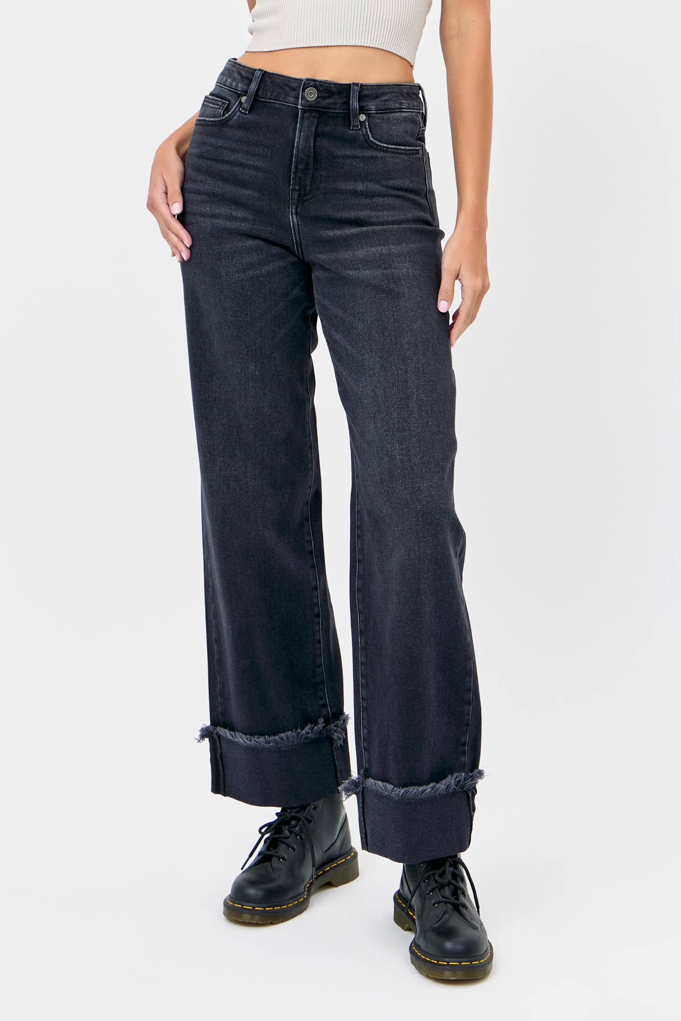 Charcoal Wash Cuffed 32" Inseam Dad Jean