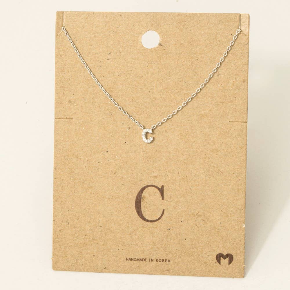 Fame Accessories - Mini Rhinestone Initial Necklace