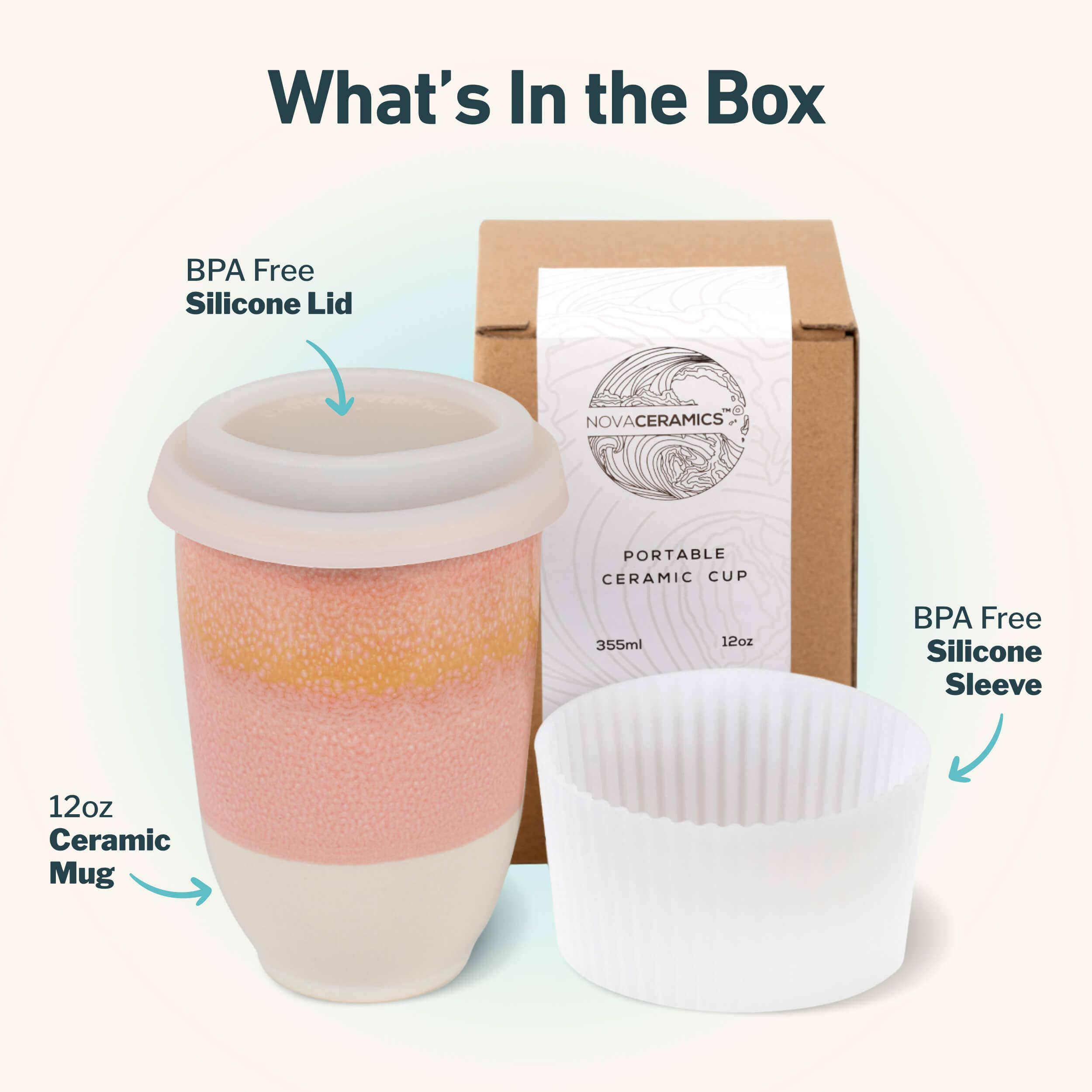 Nova Ceramics Travel Mugs - Afterglow 12oz Ceramic Travel Mug – Reusable & Giftable