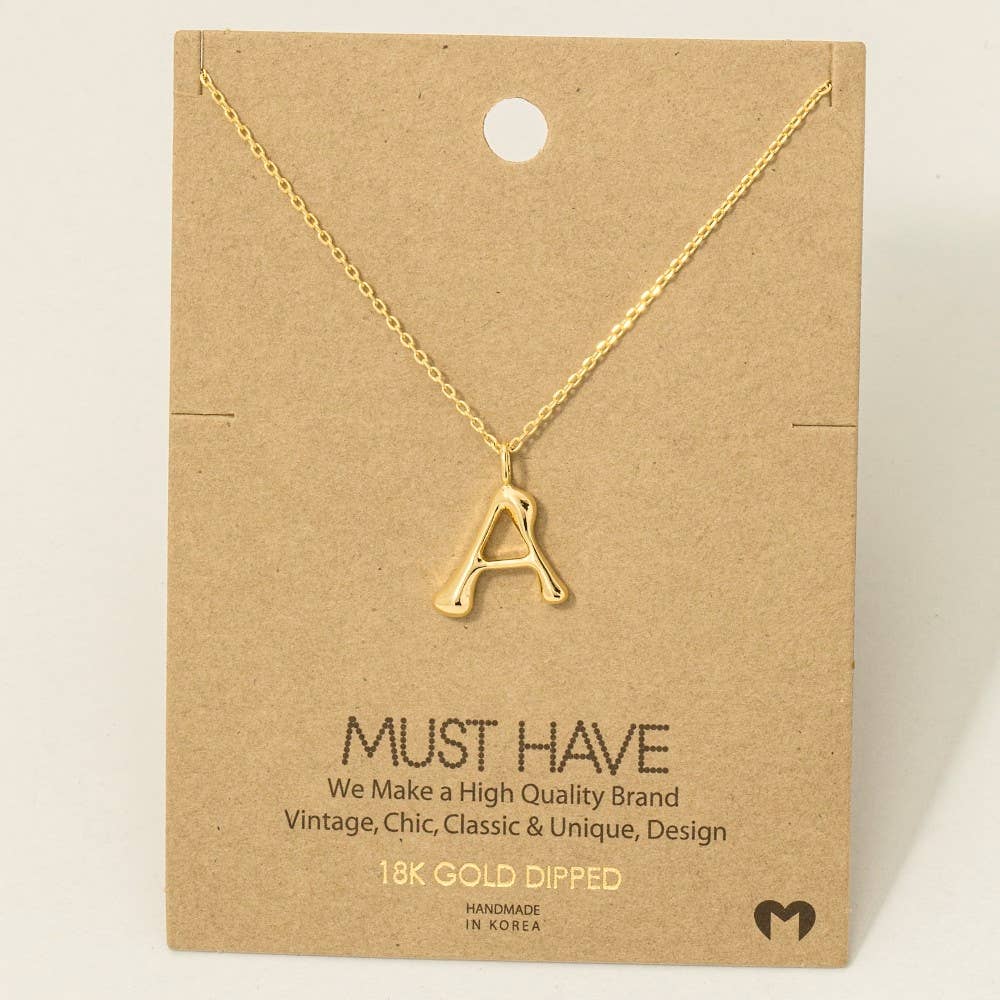 Fame Accessories - Gold Dipped Bubble Letter Pendant Necklace