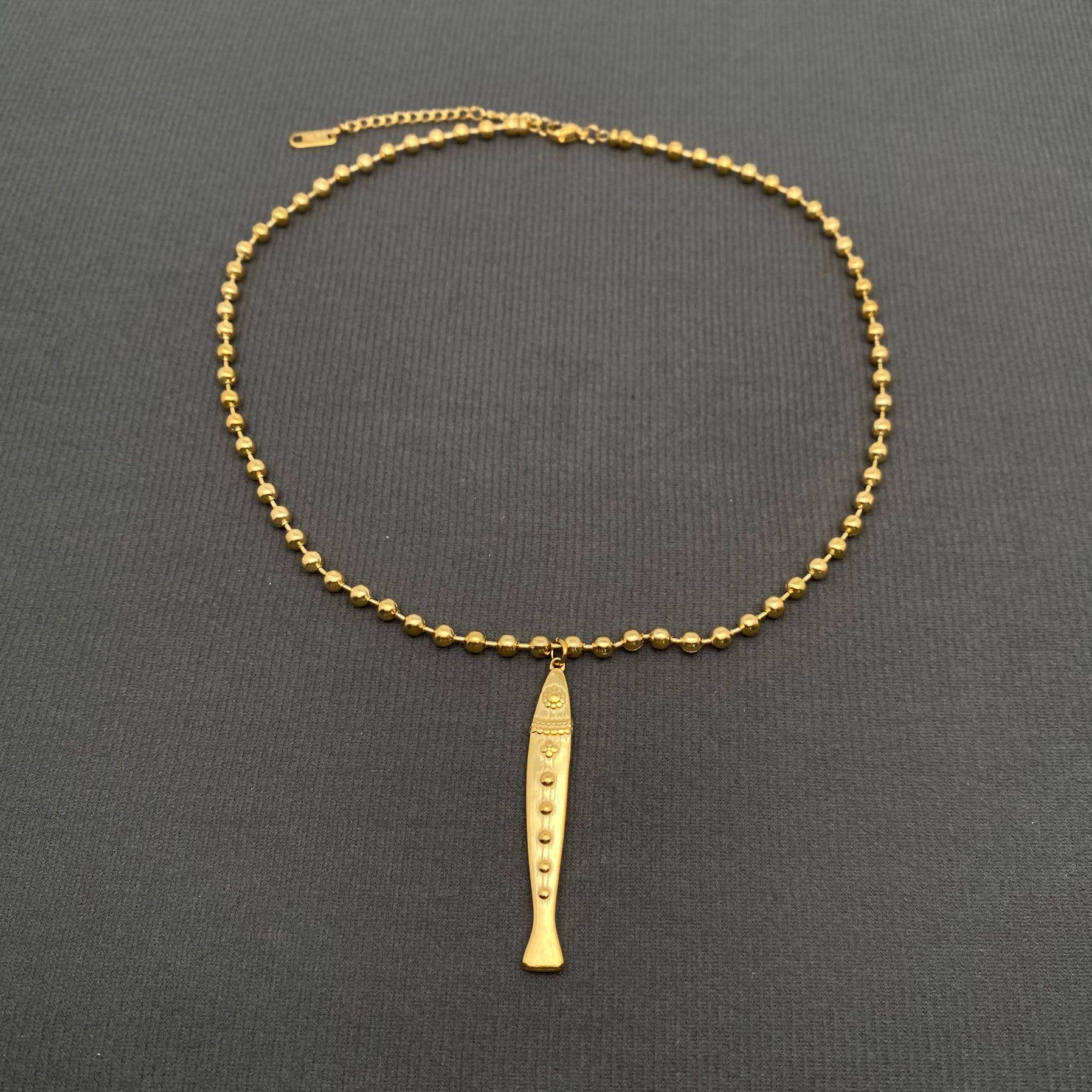 Mio Queena - Fish Charm 18K Gold Plated Stainless Steel Necklace - FGS