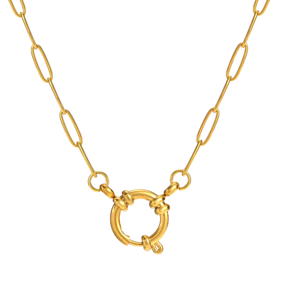 HoopLa - Full Circle Charm Collector Amulet Necklaces 18K PVD Gold 