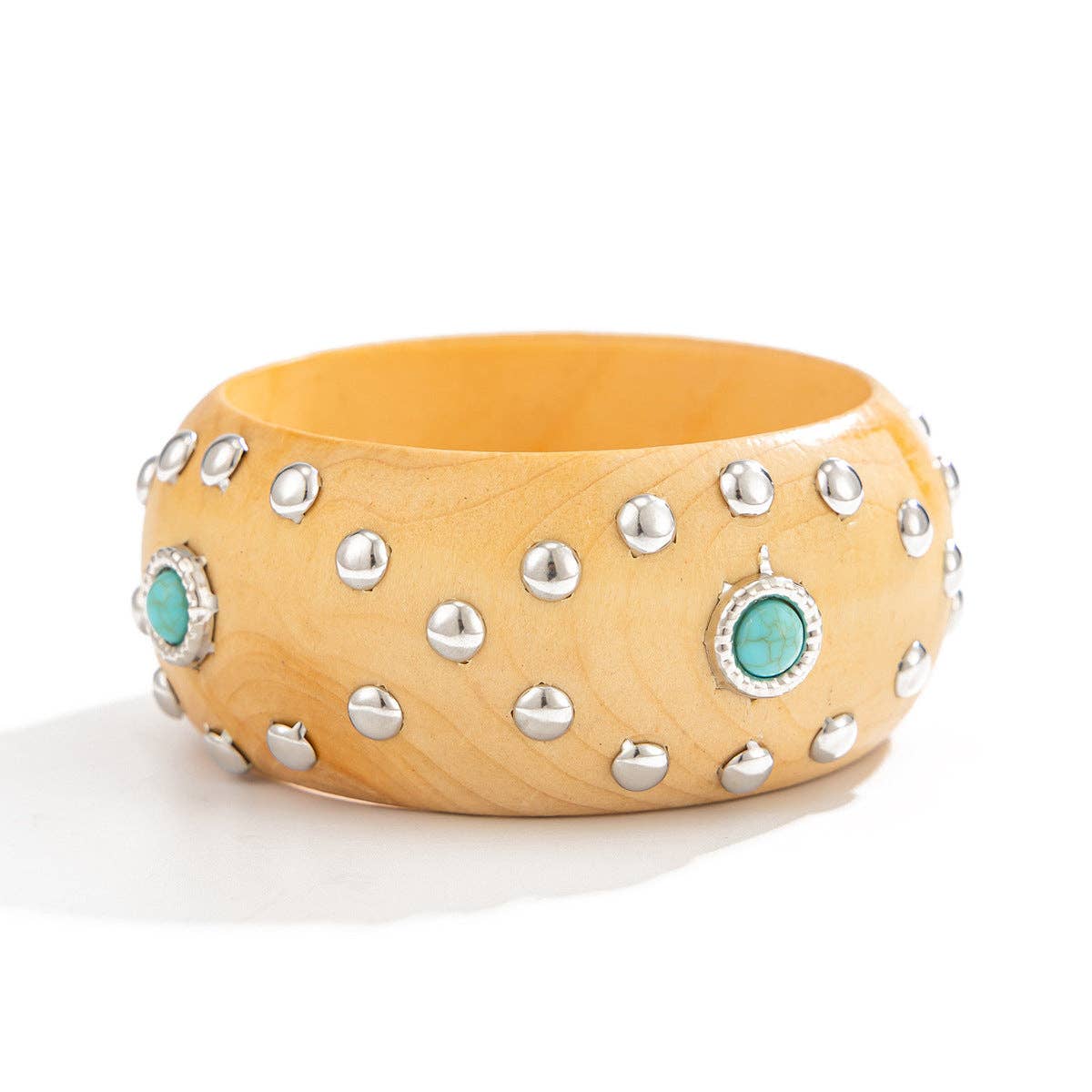 Dipped Shop - Punk Style Studded Wooden Wide Bracelet MK2ZCEP6W6JBR74