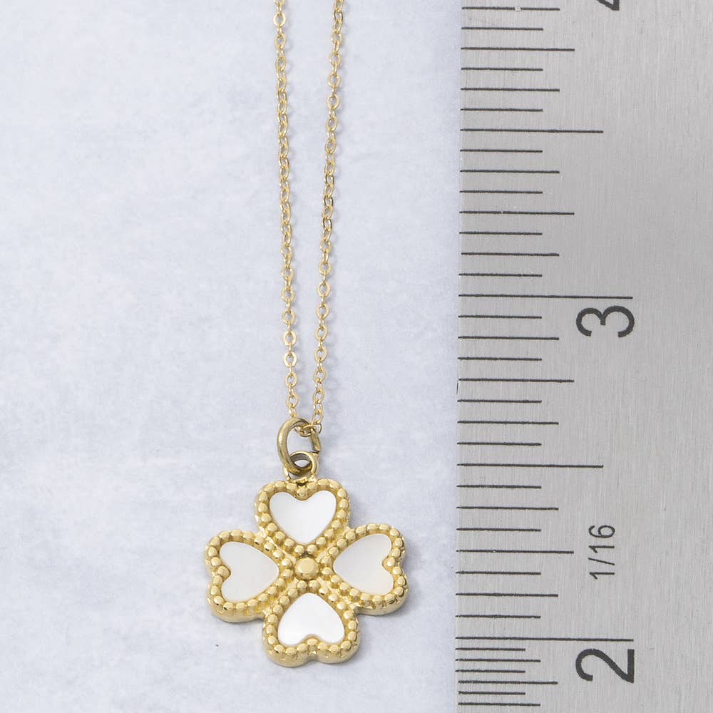 Fame Accessories - Stainless Steel Clover Mop Pendant Necklace