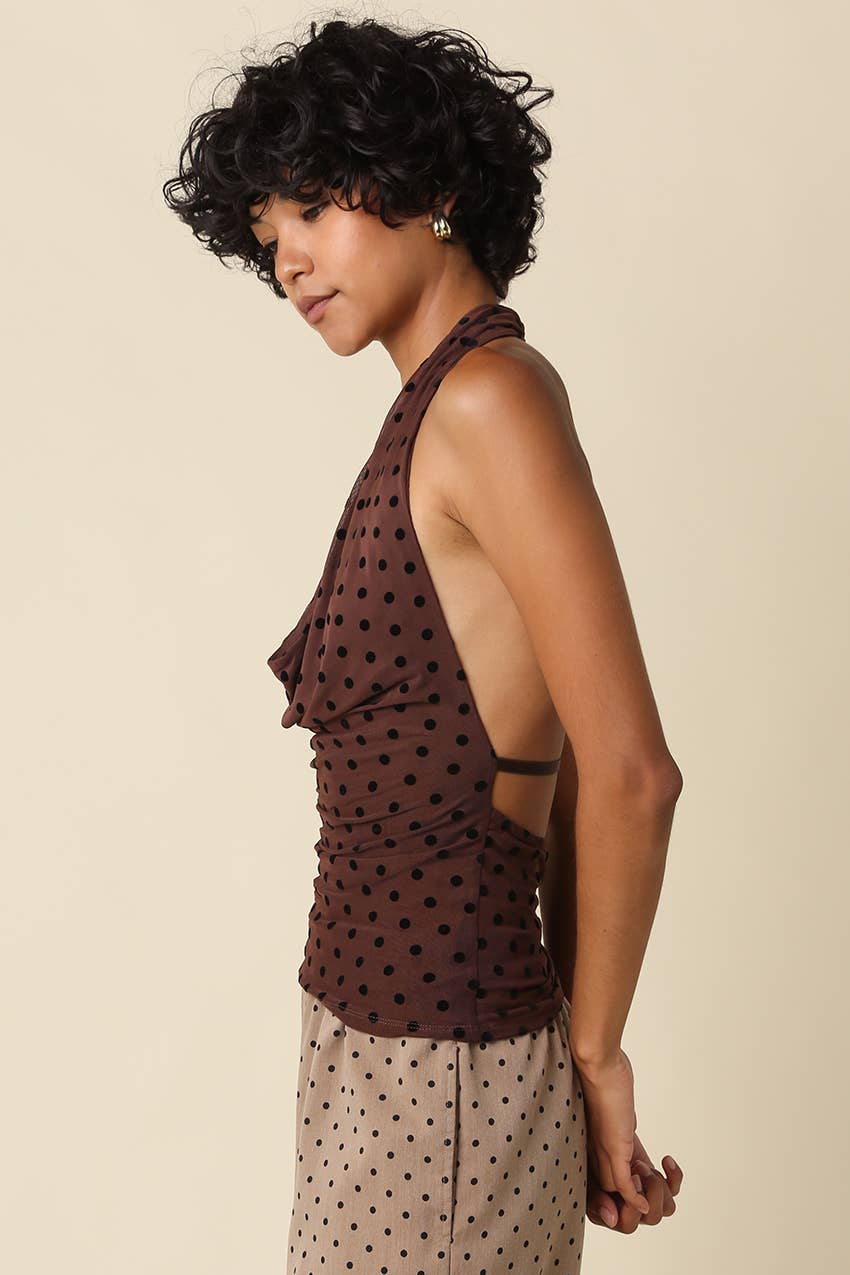 Olivaceous - Karrie Polka Dot Halter Top