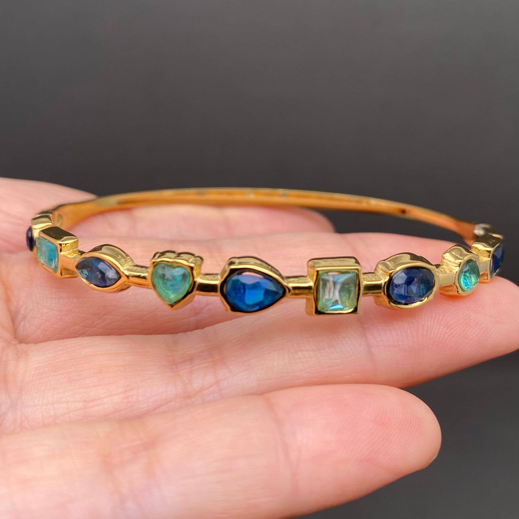 Mio Queena - Colored Zircon inlaid 18K Gold Plated S.Steel Bangle - FGS