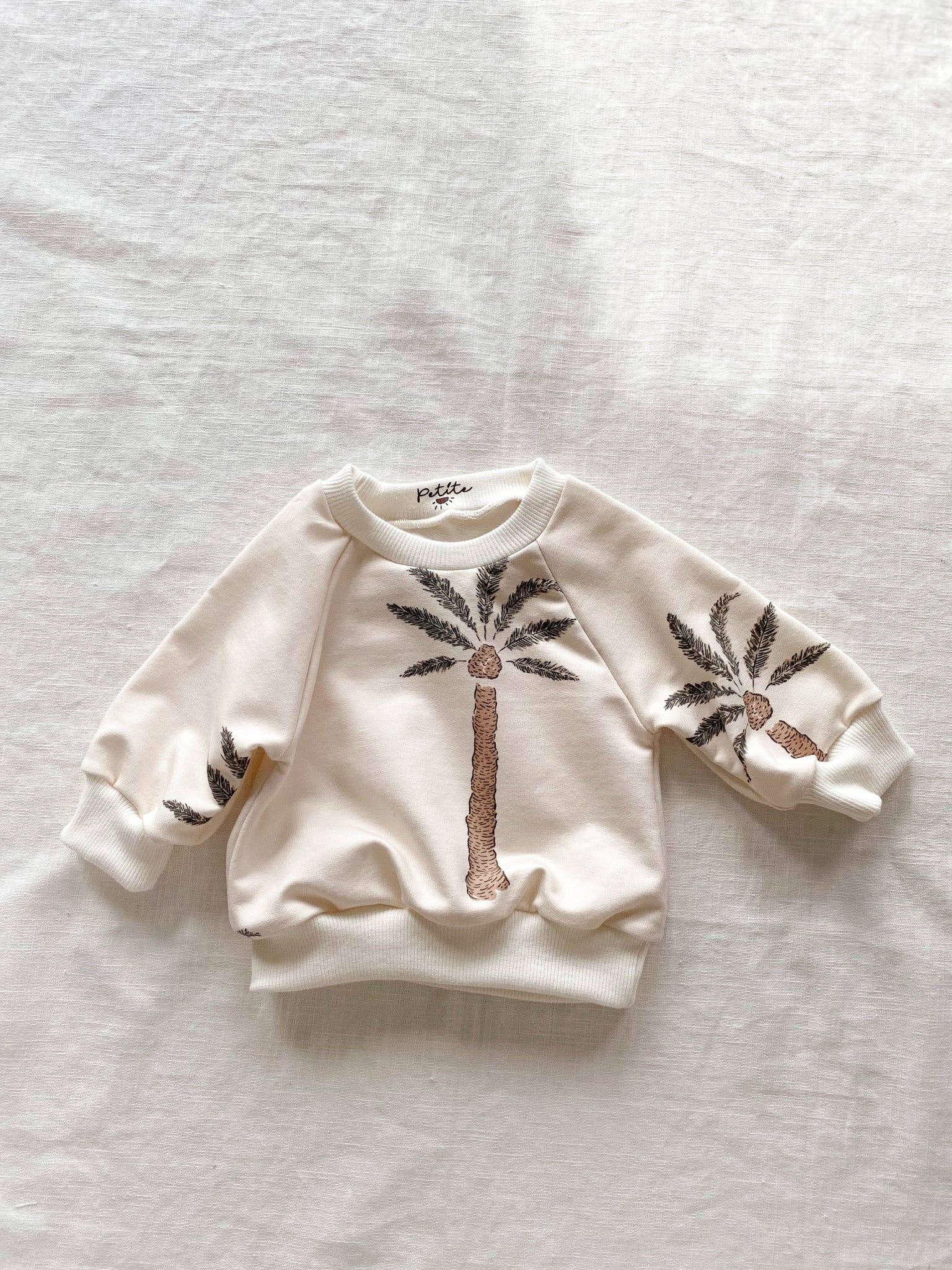 PETITE EvelinaApparel - Baby cotton sweatshirt / big palm trees