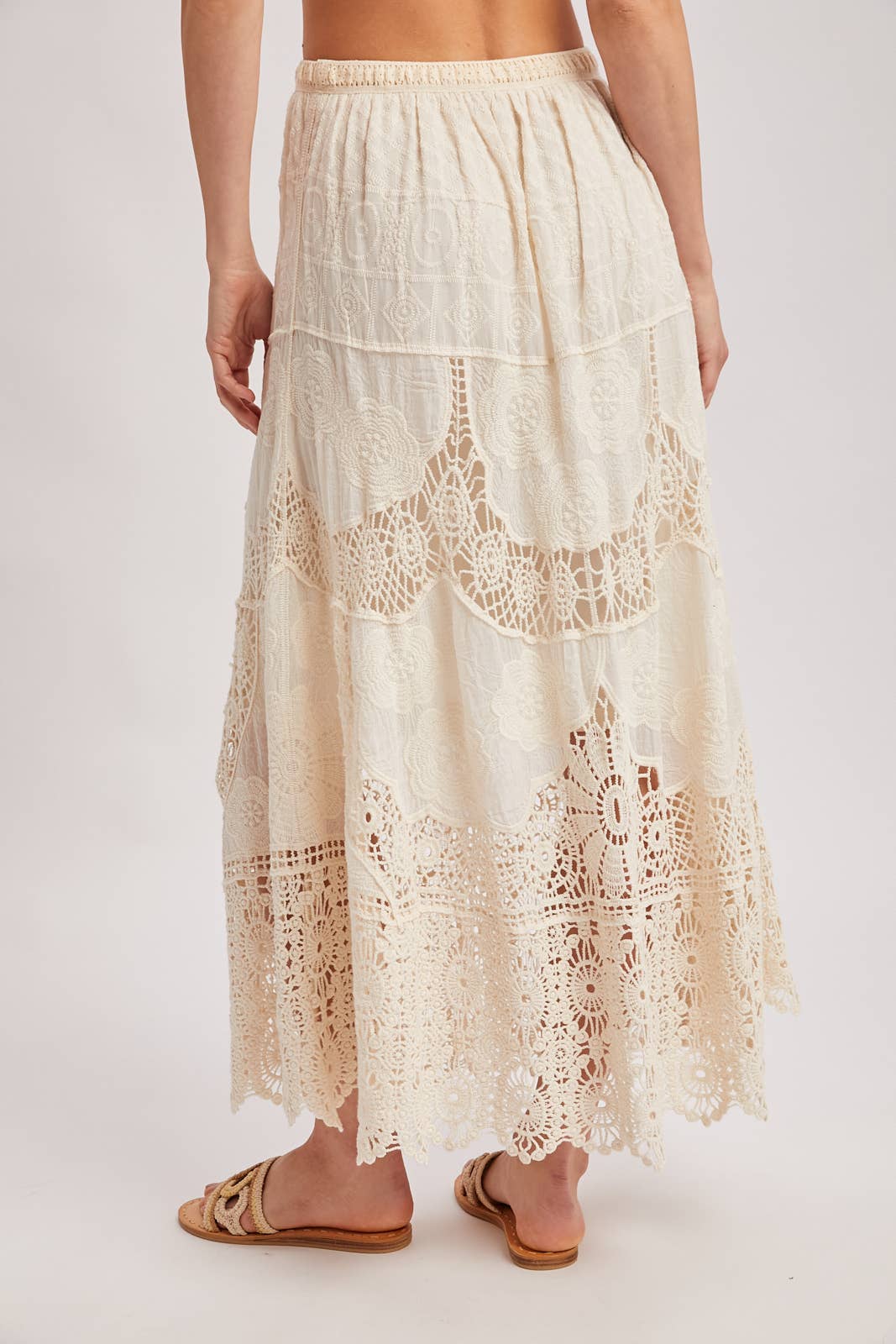 Bluivy - BOHO SHEER LACE MAXI SKIRT WITH LINING