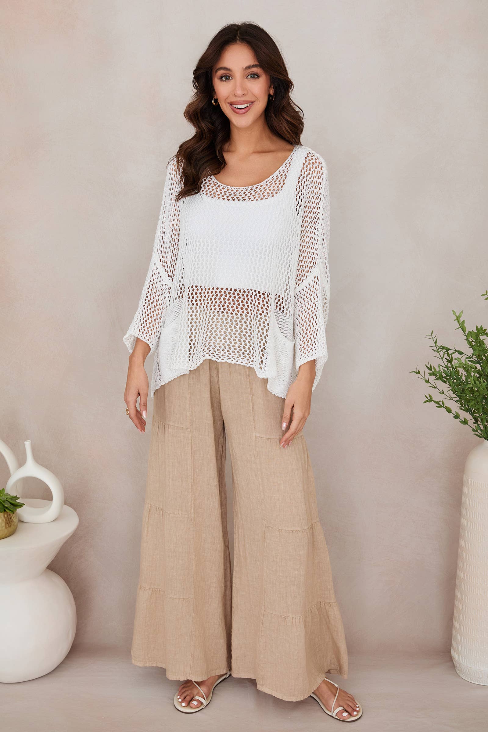 MILIO MILANO - LINEN TIERED PALAZZO PANT