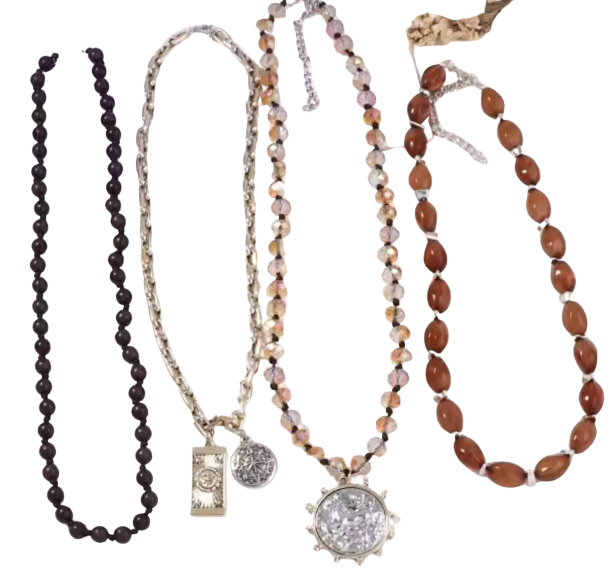 HoopLa - Editorial Mixed 4 Necklaces Stack and Charm- Recycled Metal 
