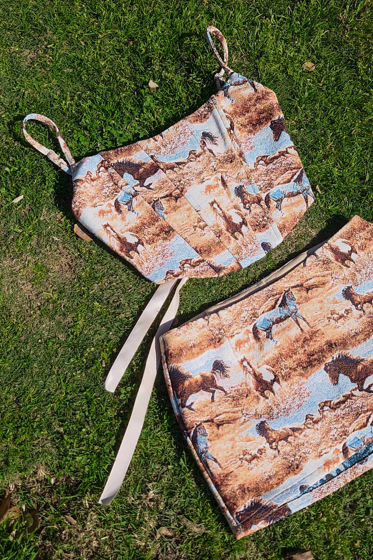 TICTOC - DJANGO Tapestry Horse Print Corset Bustier Western Top