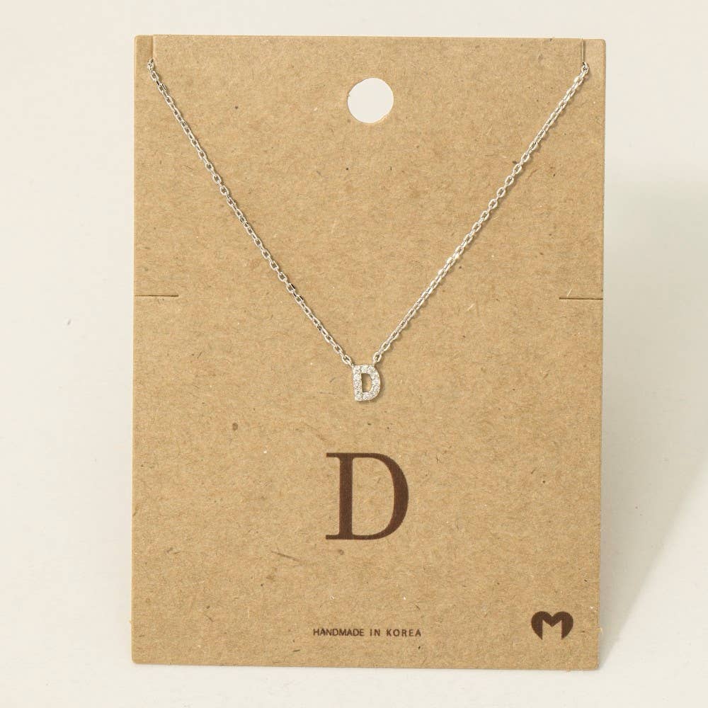 Fame Accessories - Mini Rhinestone Initial Necklace