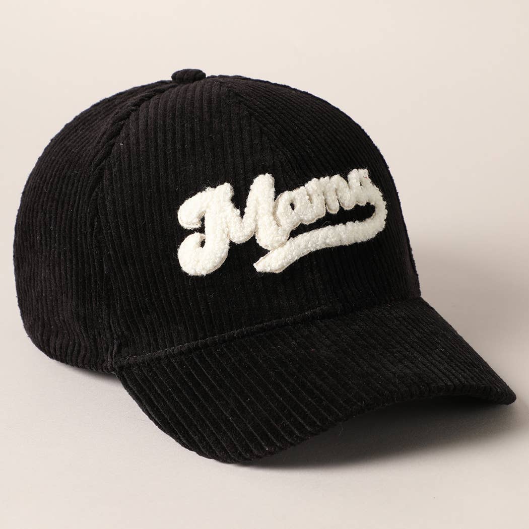 Fashion City - MAMA 3D Embroidered Fuzzy Patch Corduroy Cap