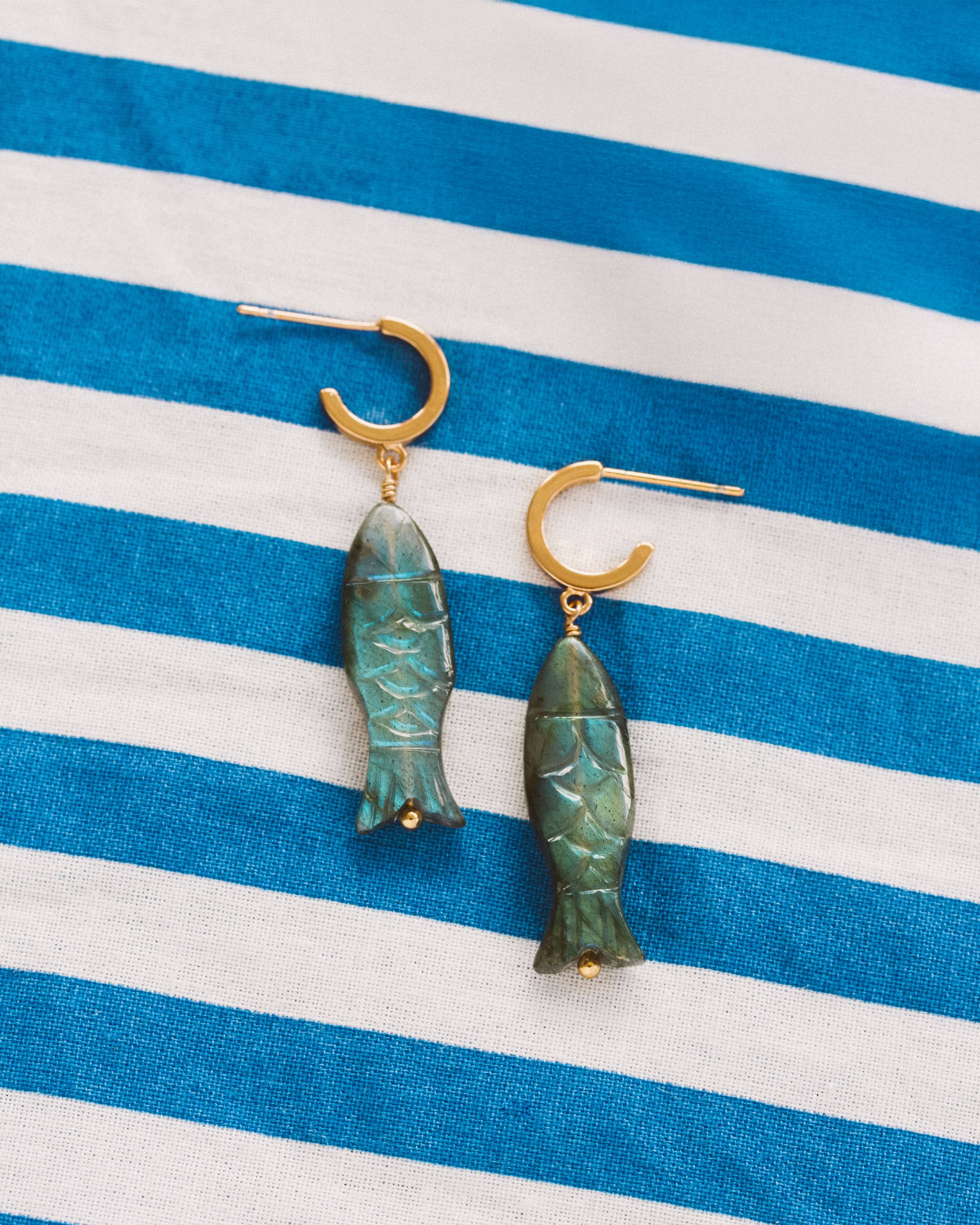 Luna Norte - Tapas & Tides Gemstone Post Hoop Earrings
