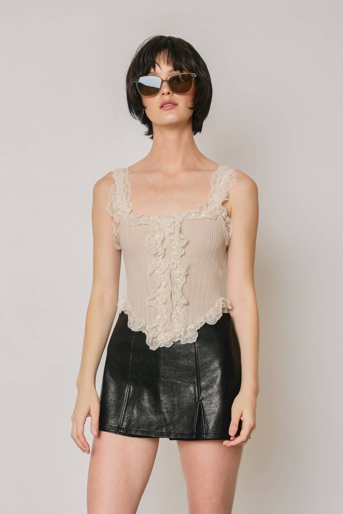 Dress Forum - Faux Leather Slit Mini Skort