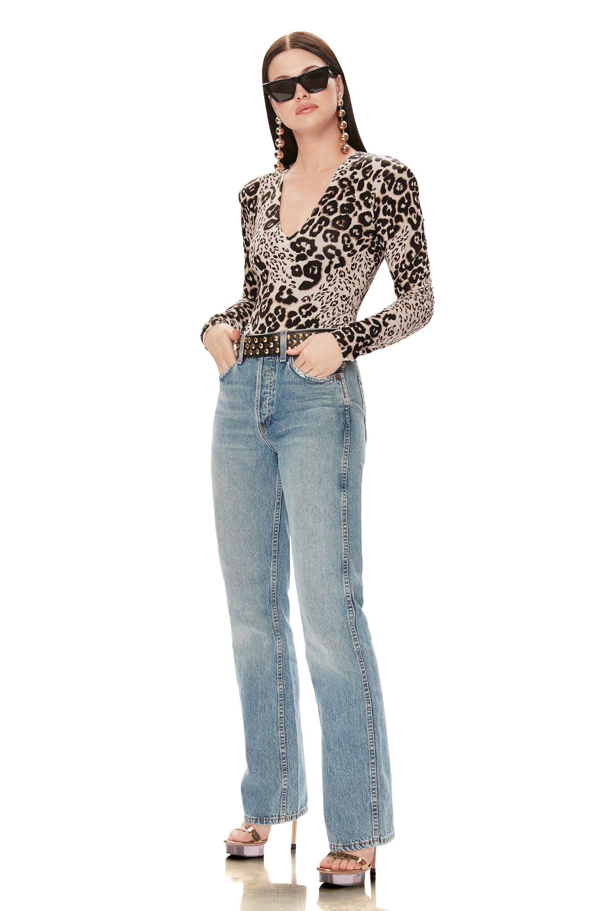 AFRM - Sybil Knit Bodysuit - Leopard Patchwork