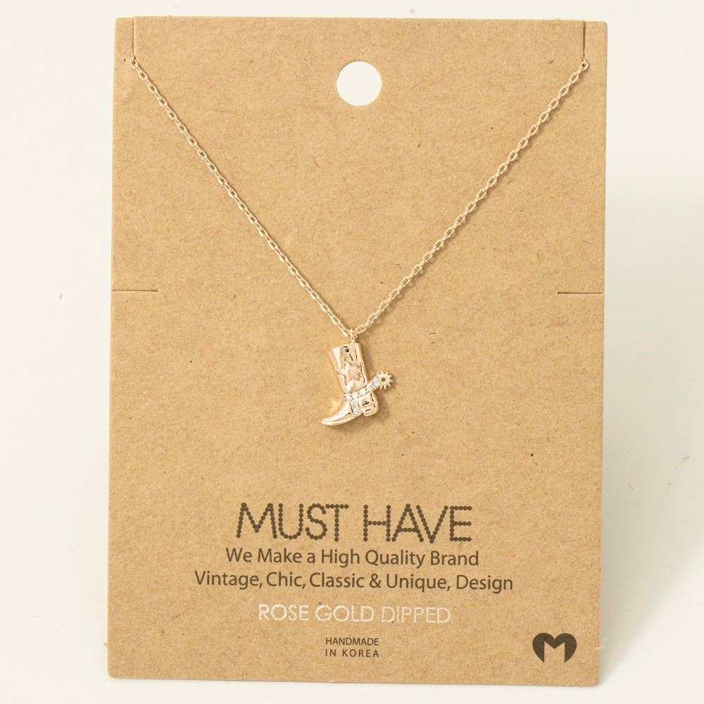 Fame Accessories - Cowboy Boots Pendant Necklace