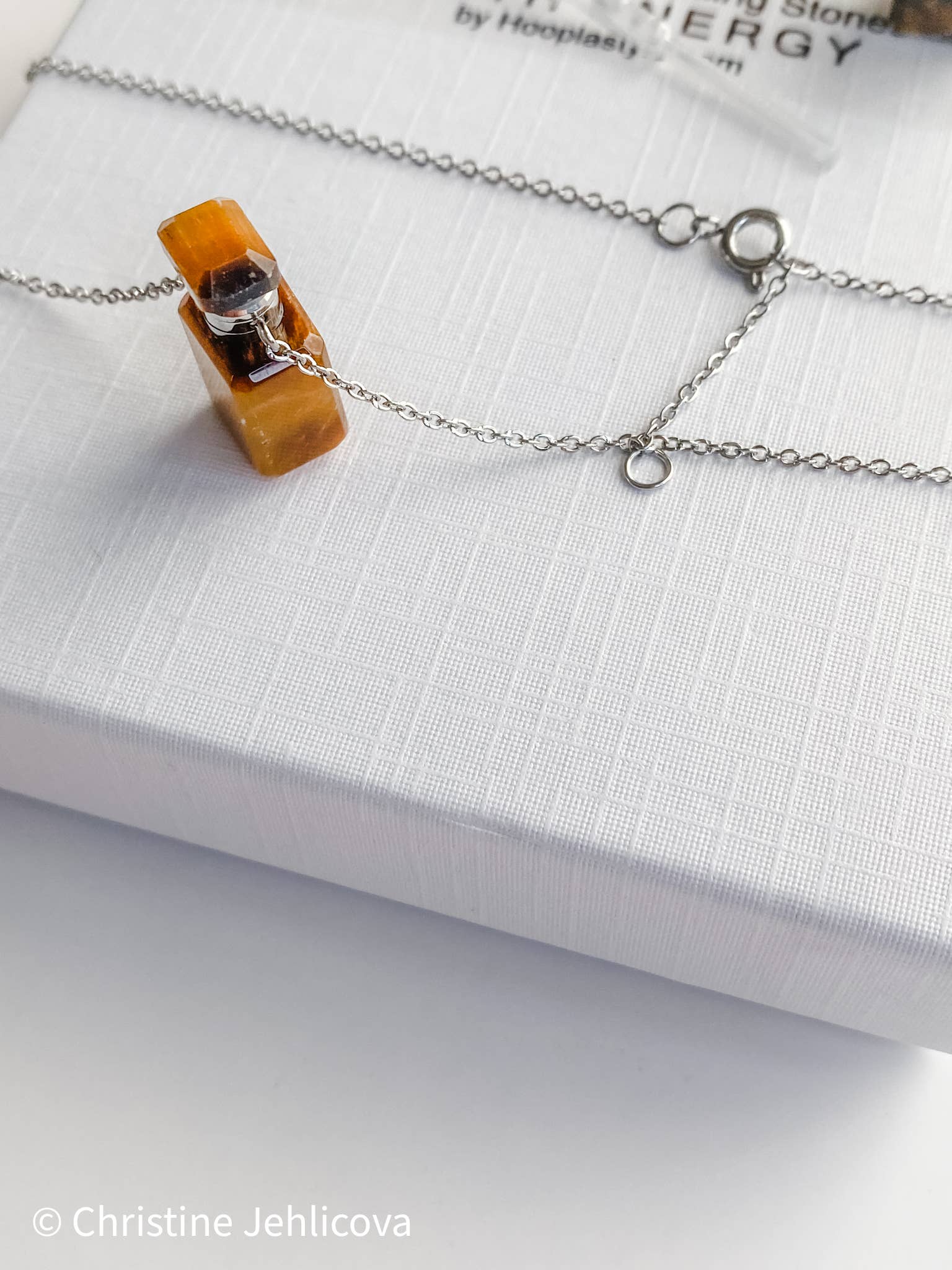 HoopLa - Gemstone Mini Perfume Bottle Crystal Necklace