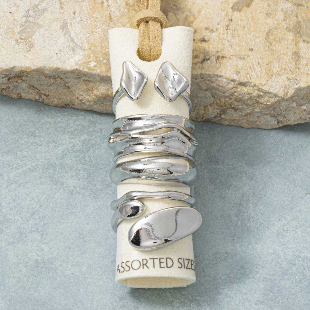 Fame Accessories - Molten Organic Nugget Stacking Ring Set