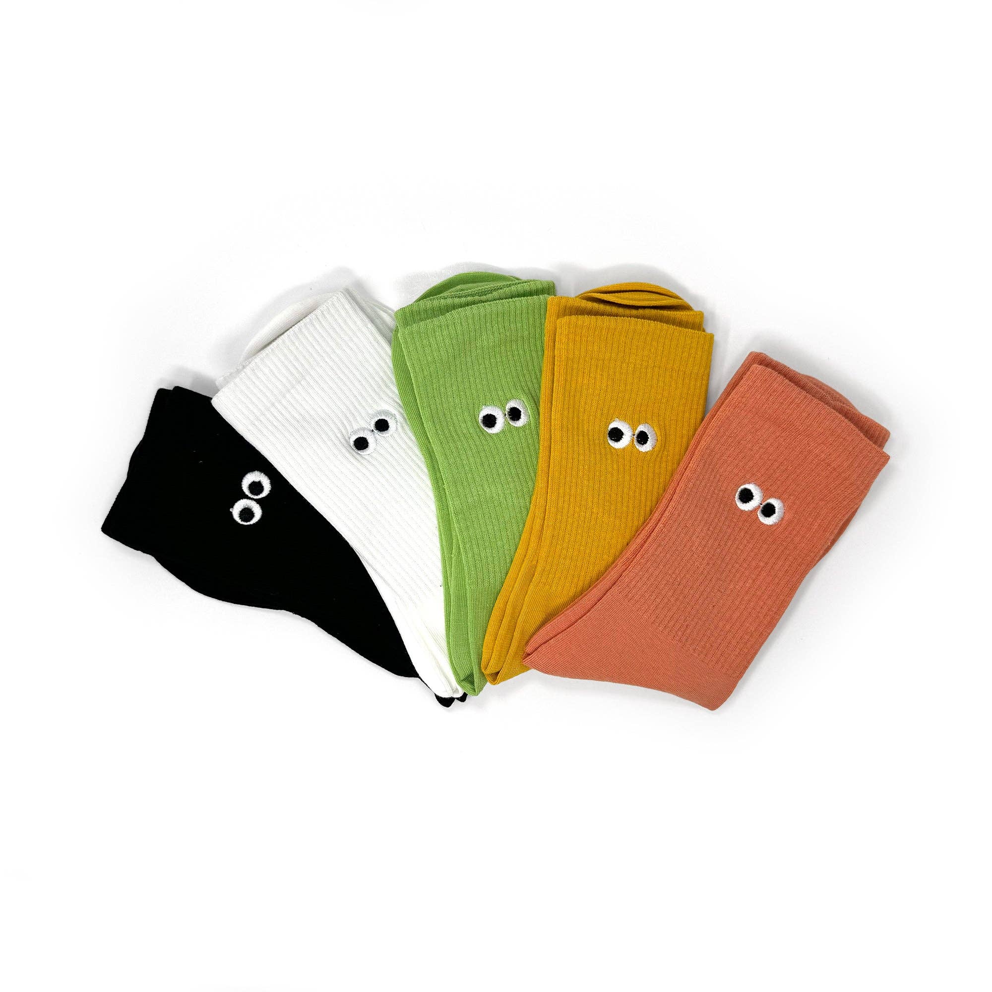 Cartoony embroidered Eyed Watching you ribbed socks