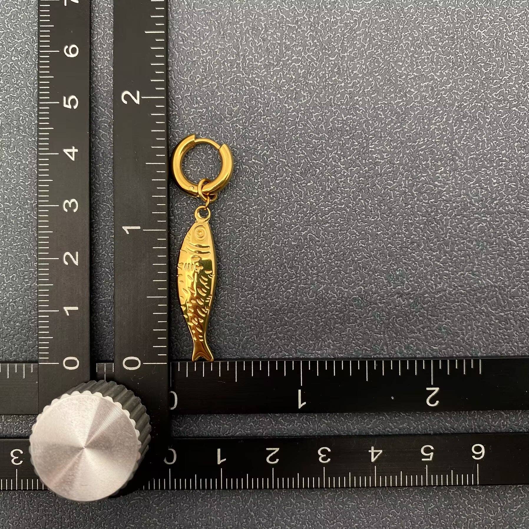 Mio Queena - Fish Charm 18K Gold Plated S.Steel Huggie Earrings - FGS