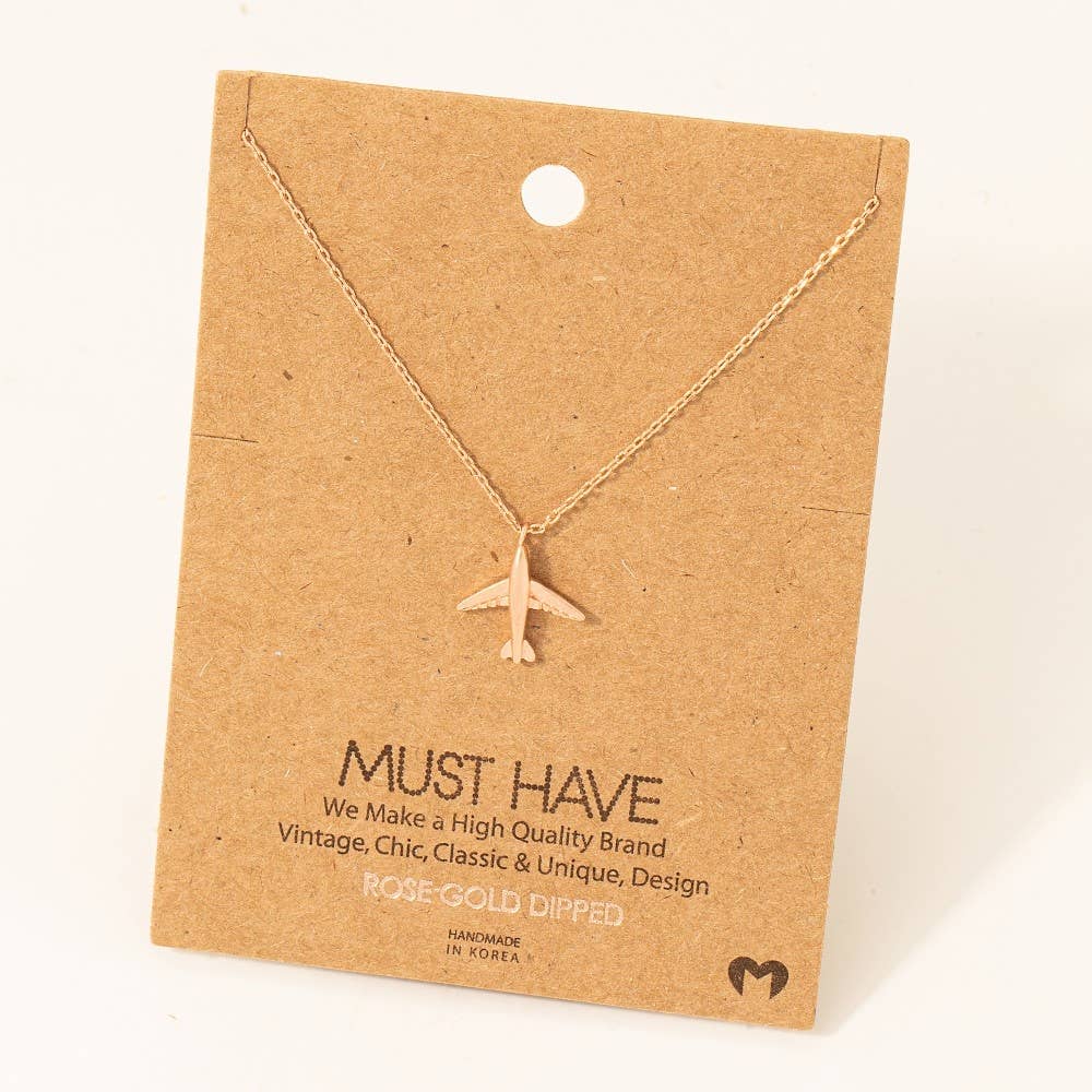 Fame Accessories - Gold Dipped Airplane Pendant Necklace