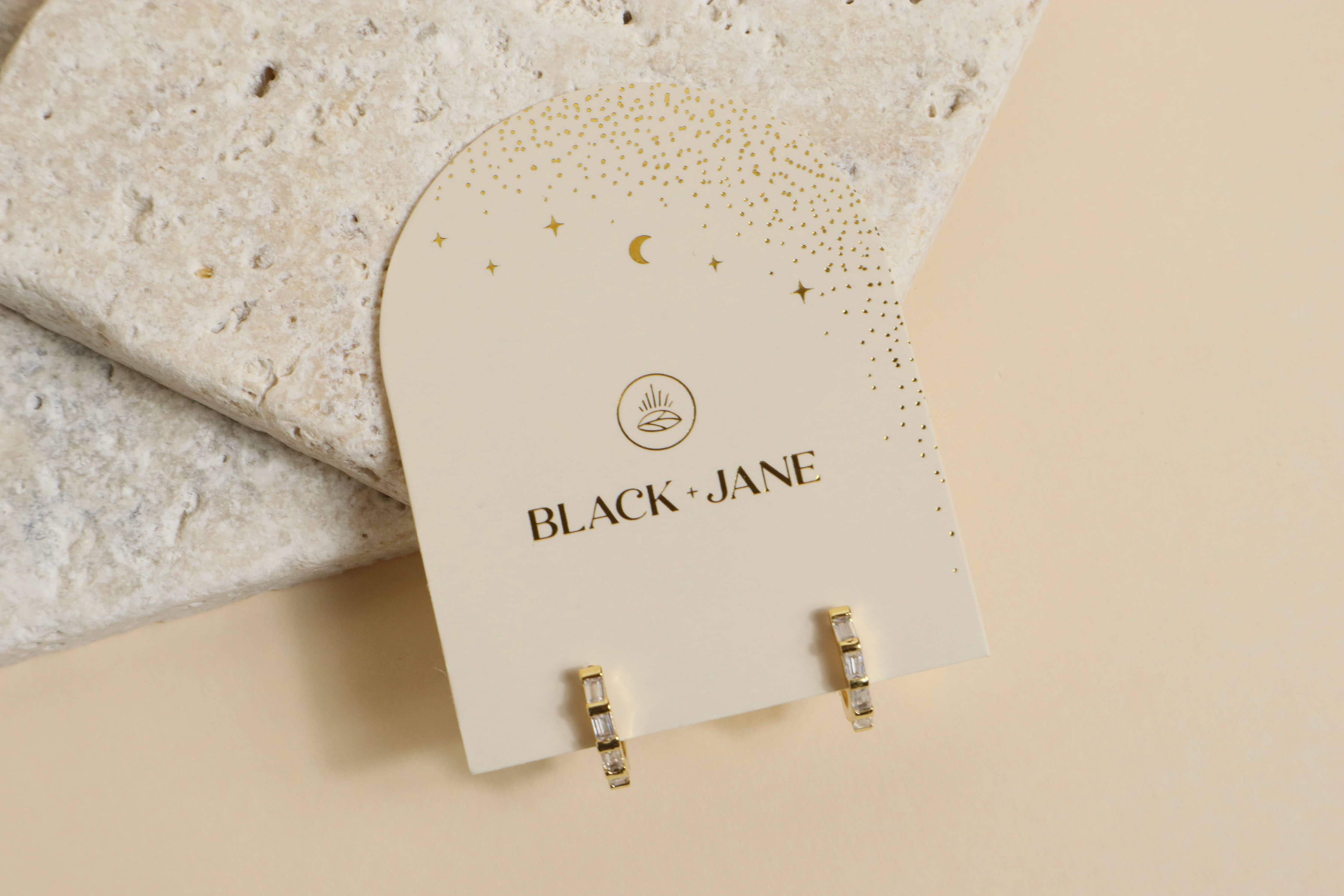 Black and Jane - 18K Vermeil Freya Diamond Baguette Hoop Earrings