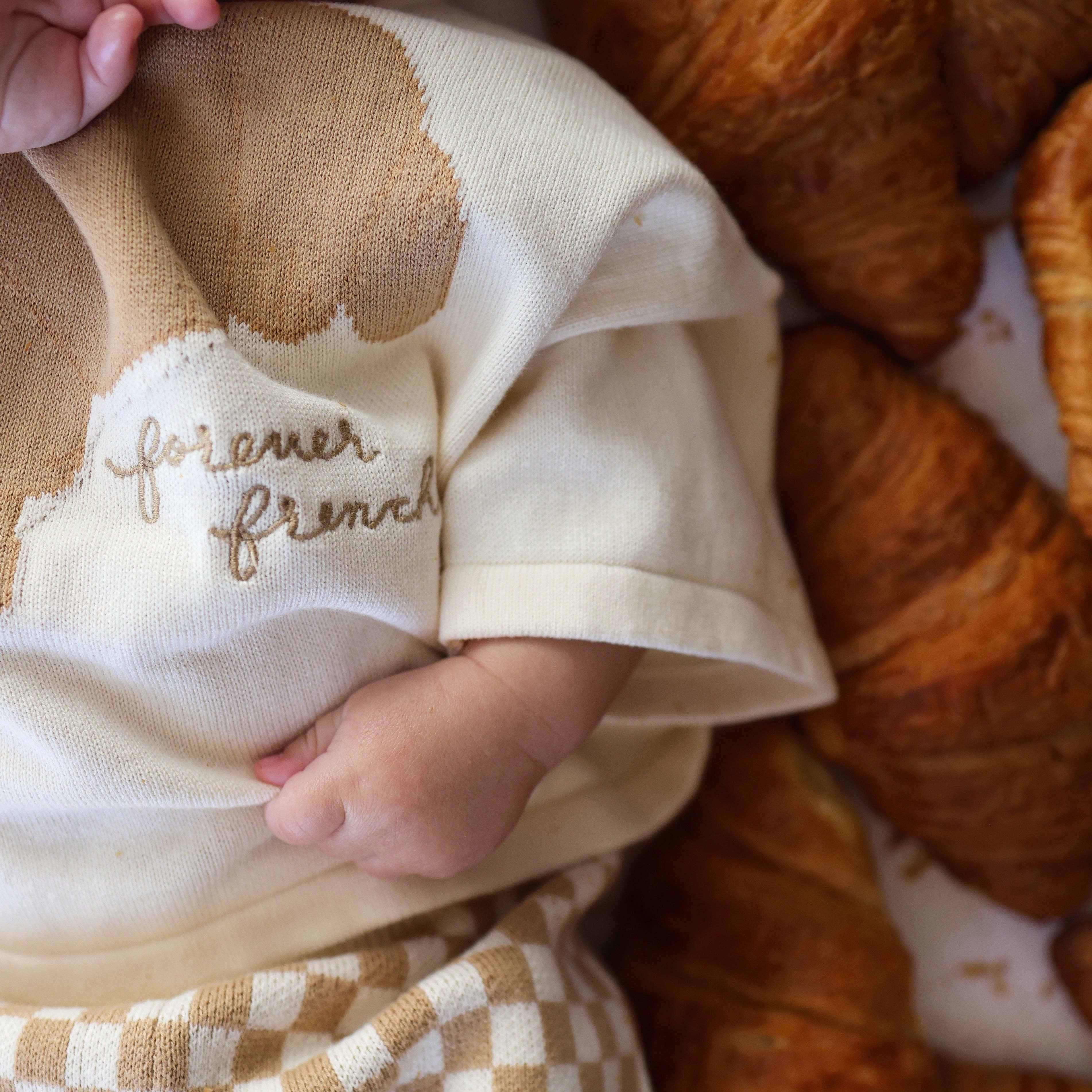 Forever French Baby - Knit Pant Set | Croissants