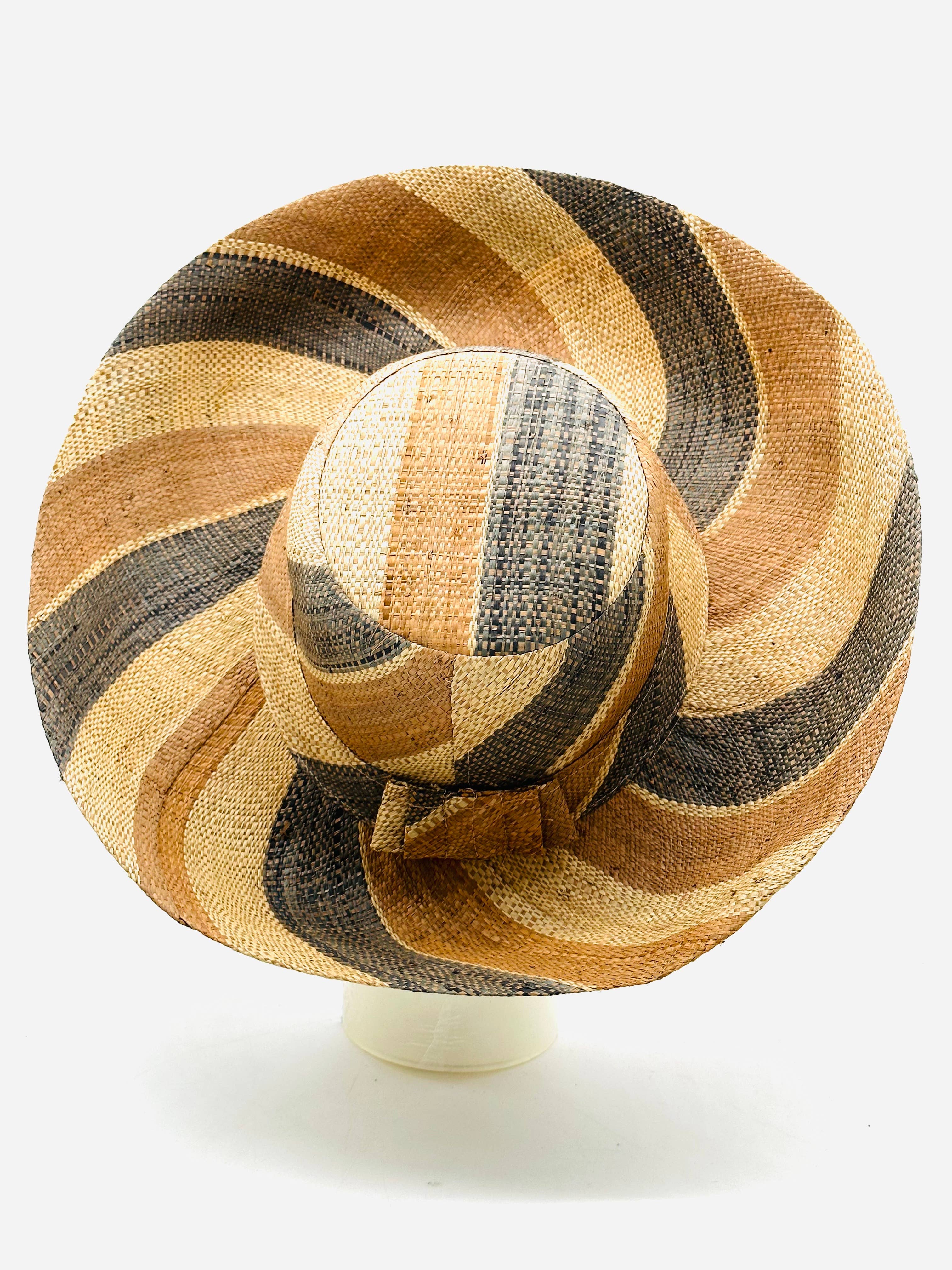 Shebobo - Sun Hats: Colored Stripes Packable 5"  Brim Raffia Straw