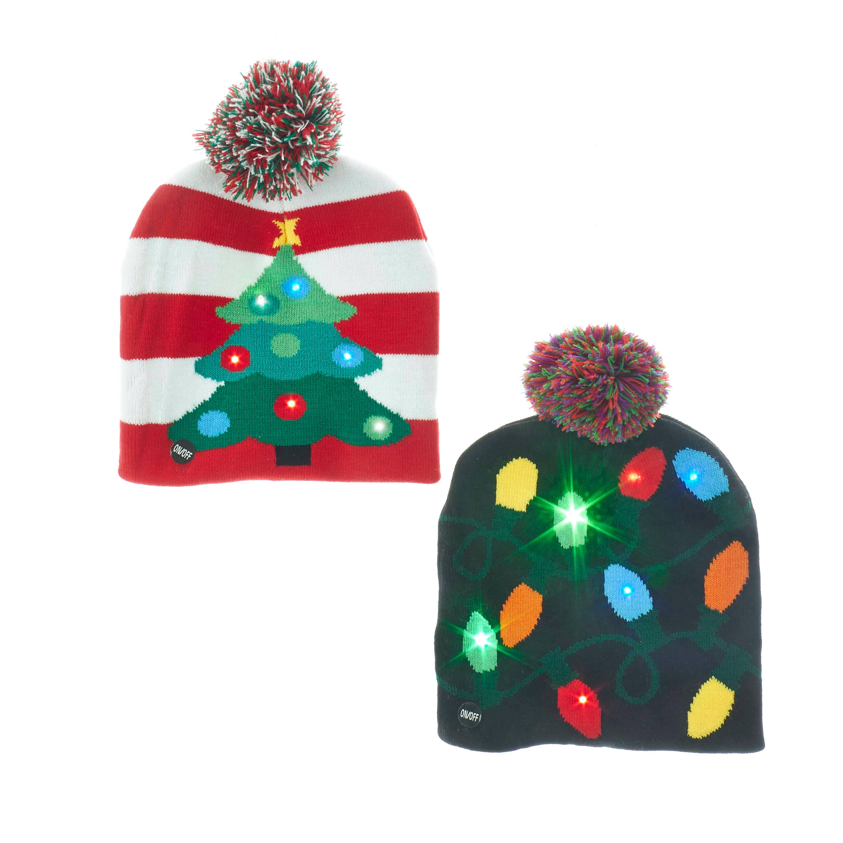 Kurt S. Adler, Inc. - B/O KNIT HAT W/LED XMAS PATTRN 2/A