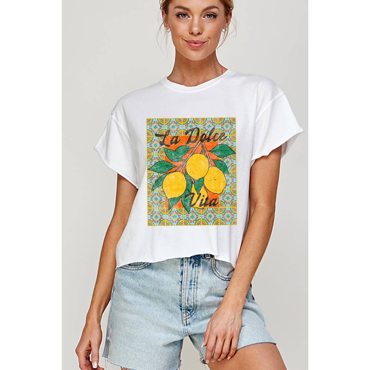 Illustrated Society - LA DOLCE VITA VINTAGE GRAPHIC CROP TOP
