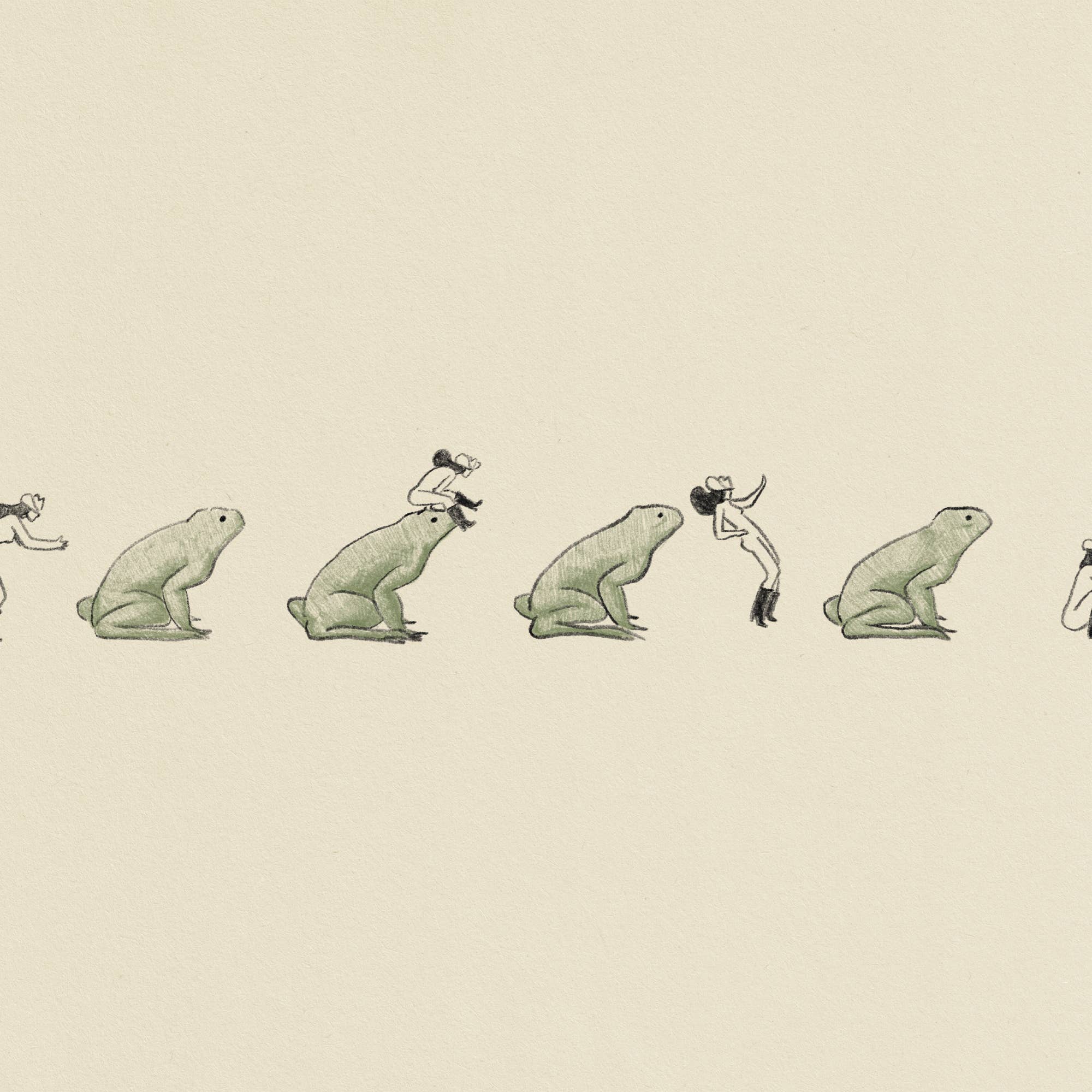Tumbleweed Design Studio - Leap Frog – Vintage Cowgirl & Nature Giclée Art Print