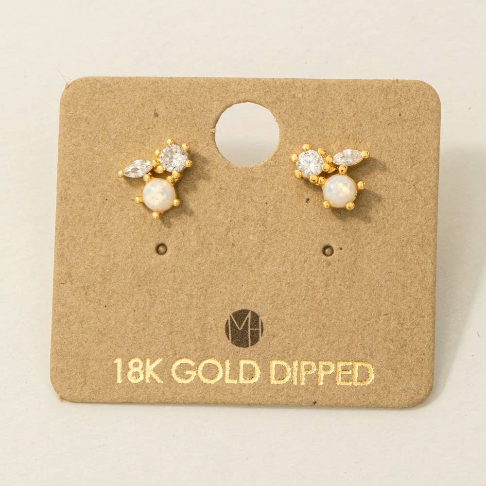 Fame Accessories - Mini Triple Rhinestone Stud Earring