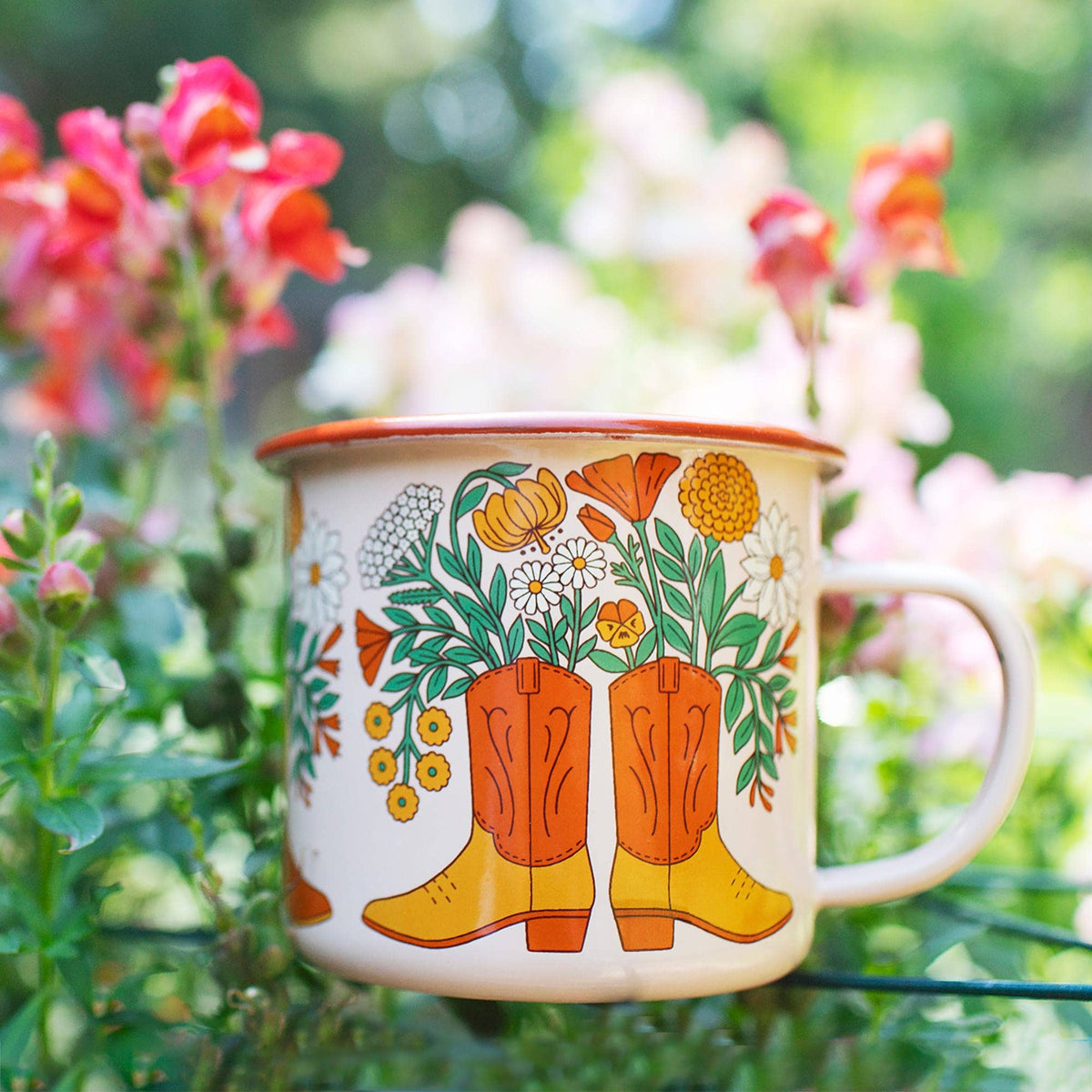 Trek Light - Enamel Coffee & Camp Mug | Western Bloom | 16oz