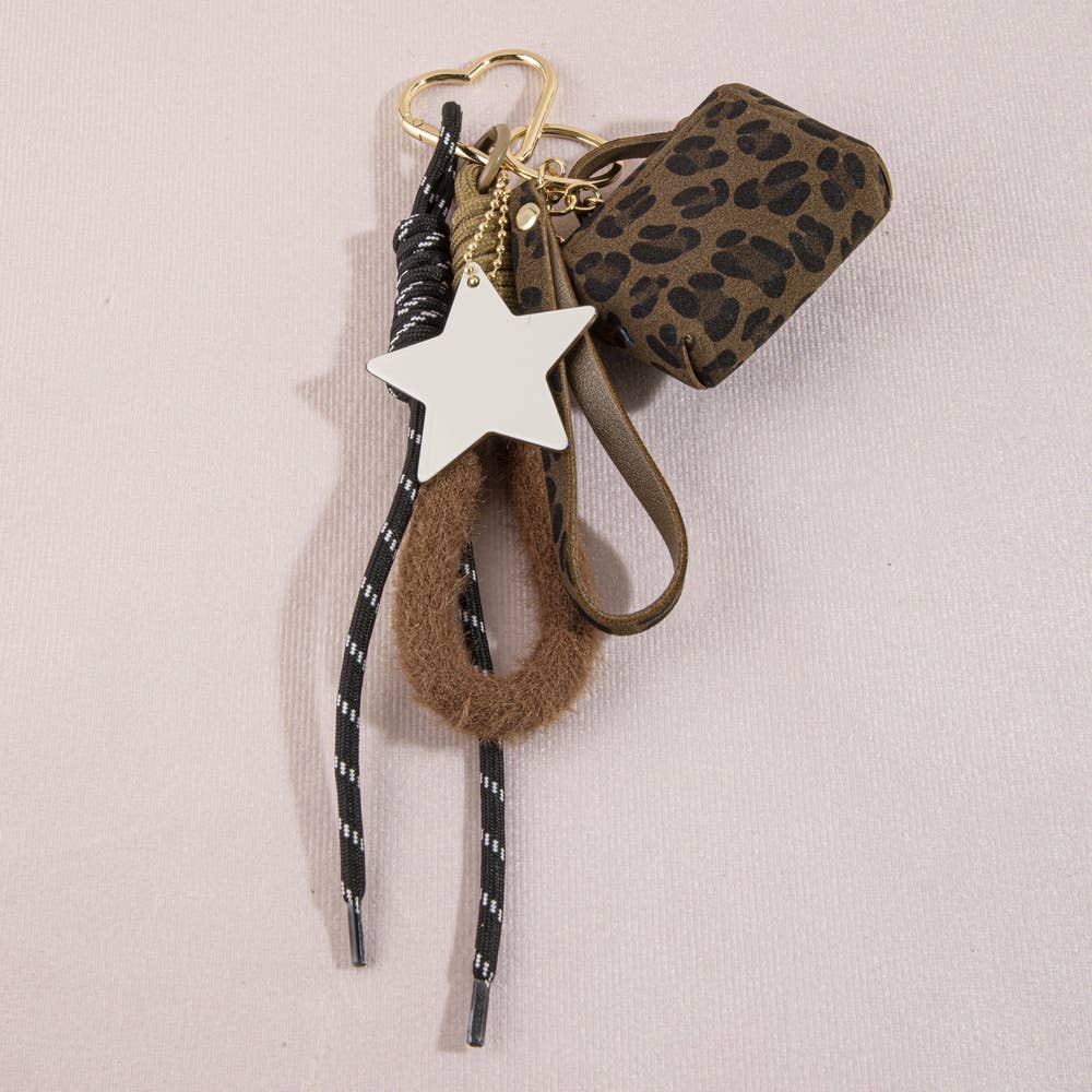 Collections by Fame Accessories - Leopard Print Mini Handbag Star Bag Charm