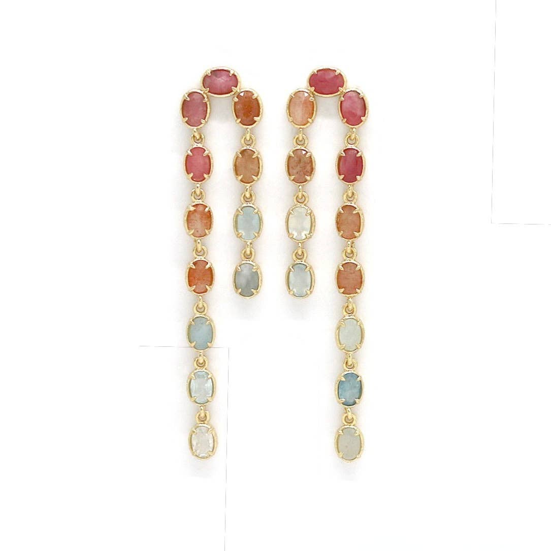 LIZOU - Arch Gradient Rainbow Dangle Earrings