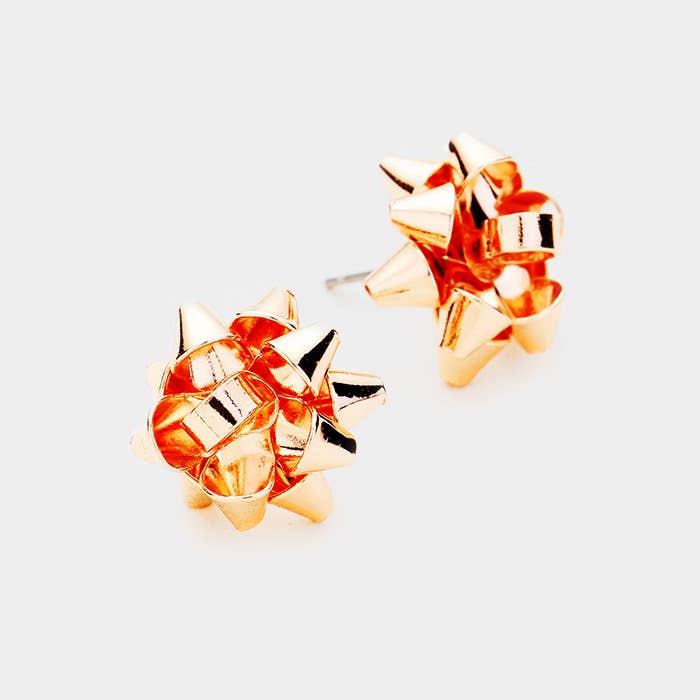 Big Christmas Gift Bow Stud Earrings