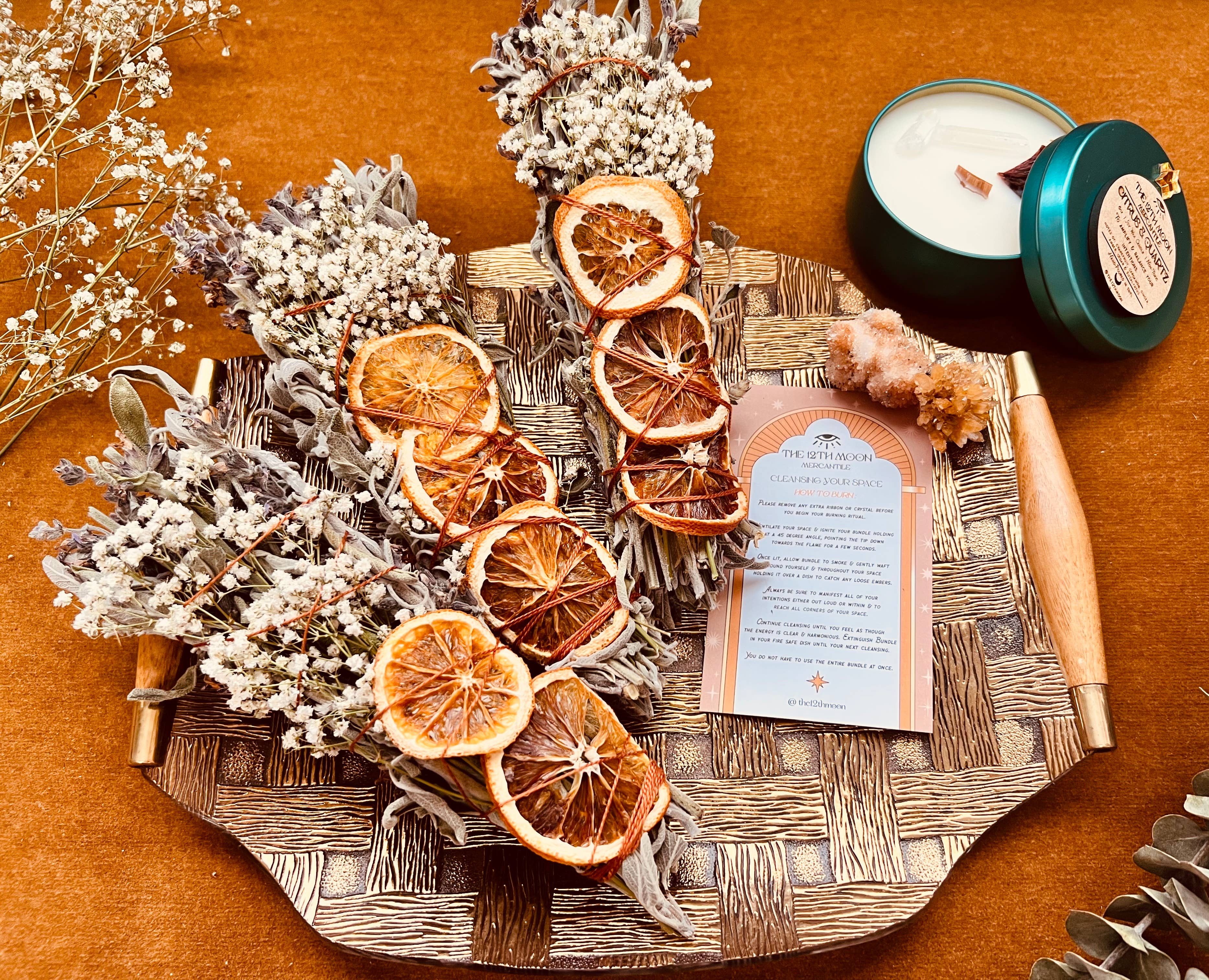 The 12th Moon - CITRUS HARVEST Sage Bundle - SEASONAL Smudge - FALL + WINTER