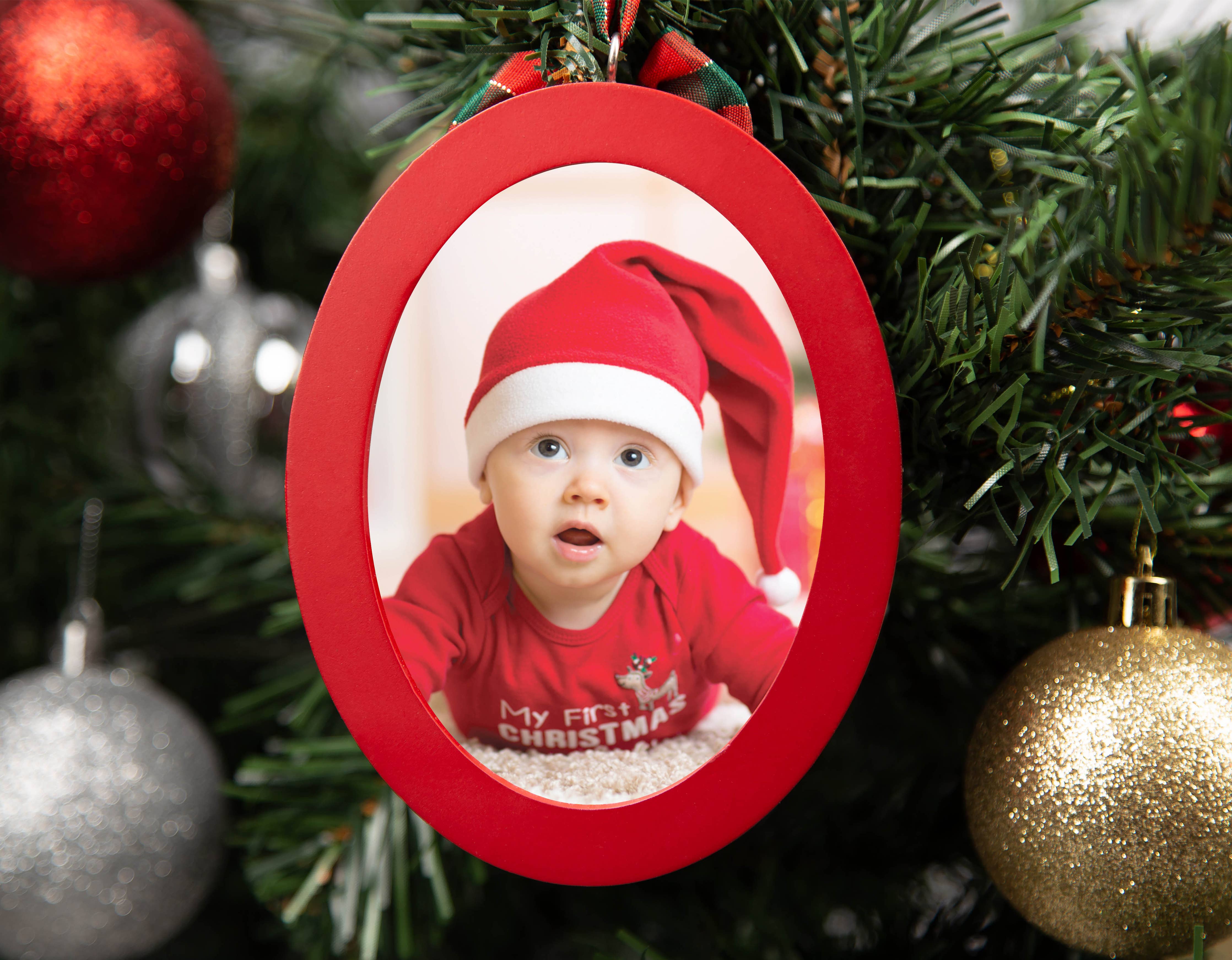 Pearhead - My First Babyprints Double-Sided Picture Christmas Ornament
