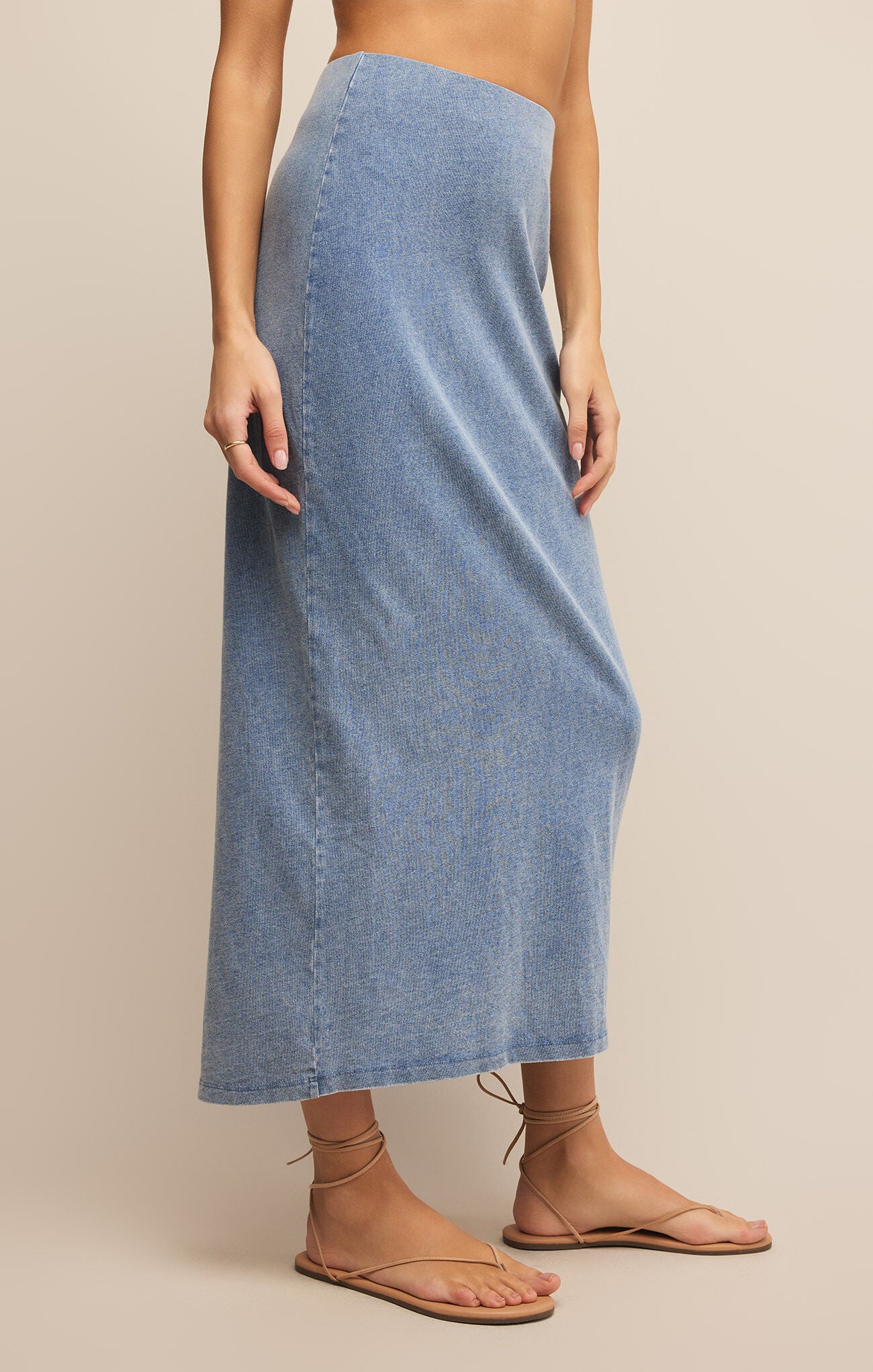 Gail Jersey Denim Midi Skirt Medium Indigo