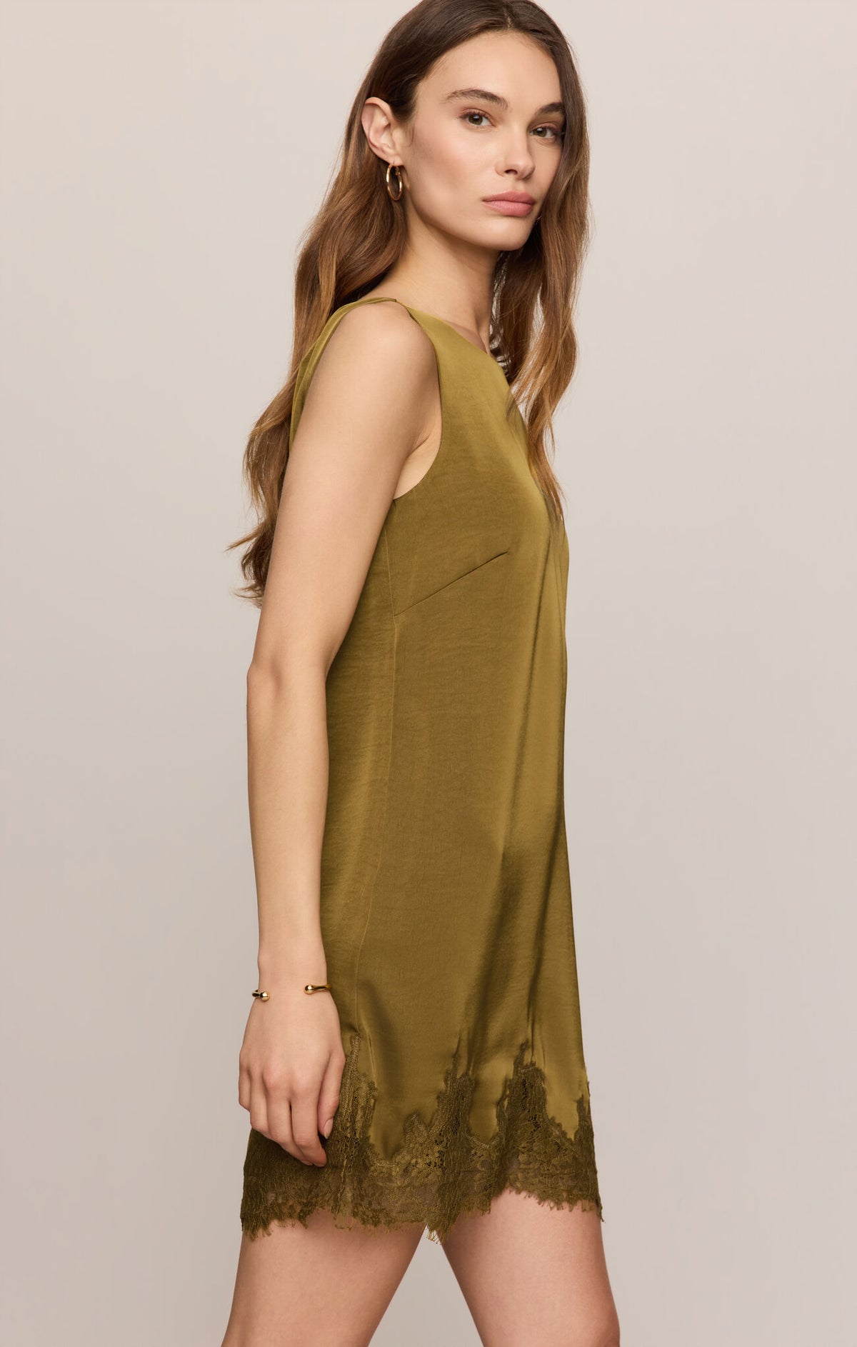 Meadow Muse Lace Mini Dress Golden Sage