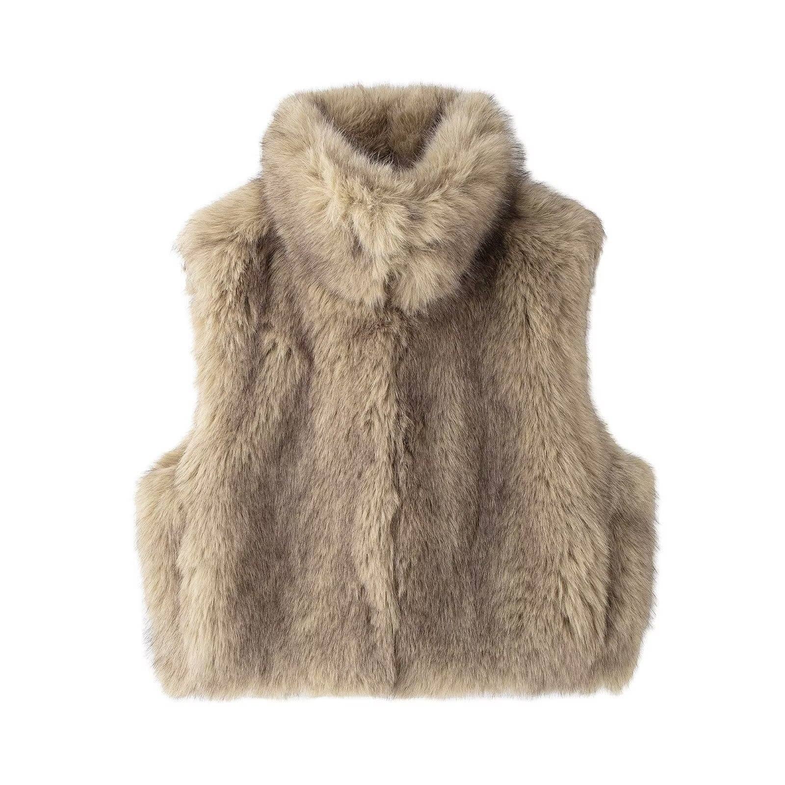 alberalkirk - Faux Fur Vest Women Beig