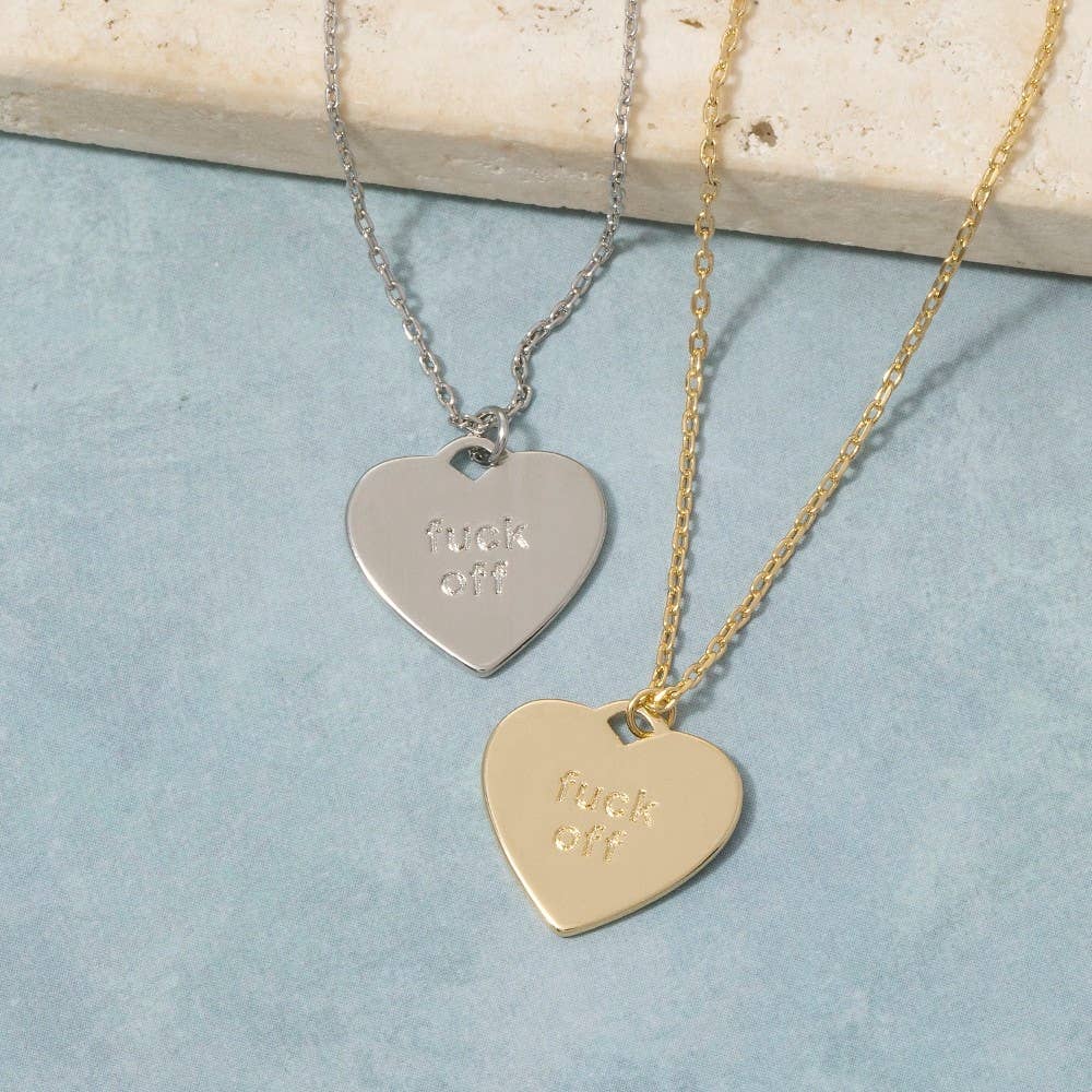 Fame Accessories - Fuck Off Heart Pendant Necklace