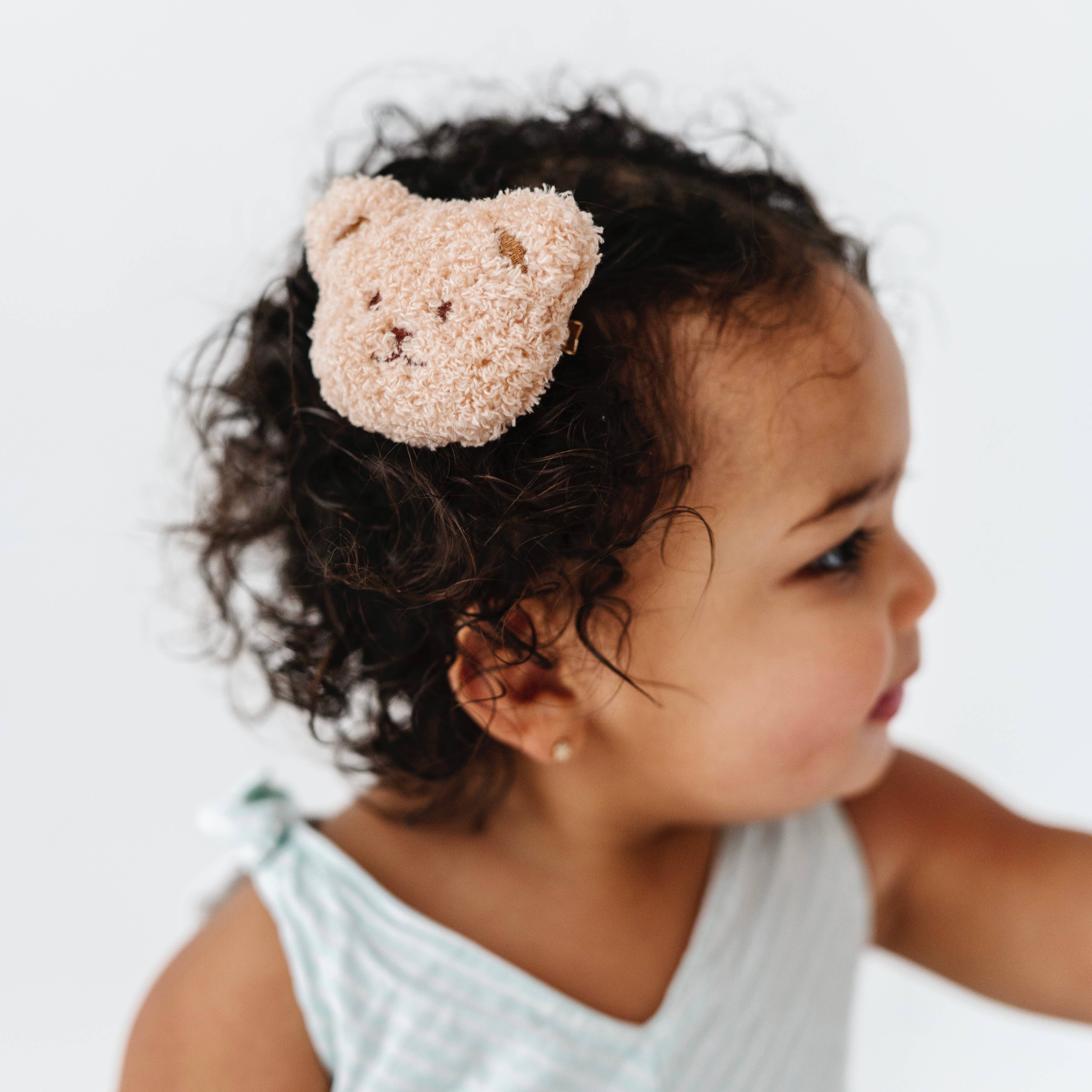 Baby Bling Bows - 2-Pack Novelty hair clips: Teddy Oak