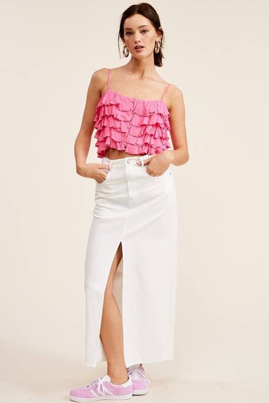 Mimosa - Tiered Ruffle Crop Tank Cami Top