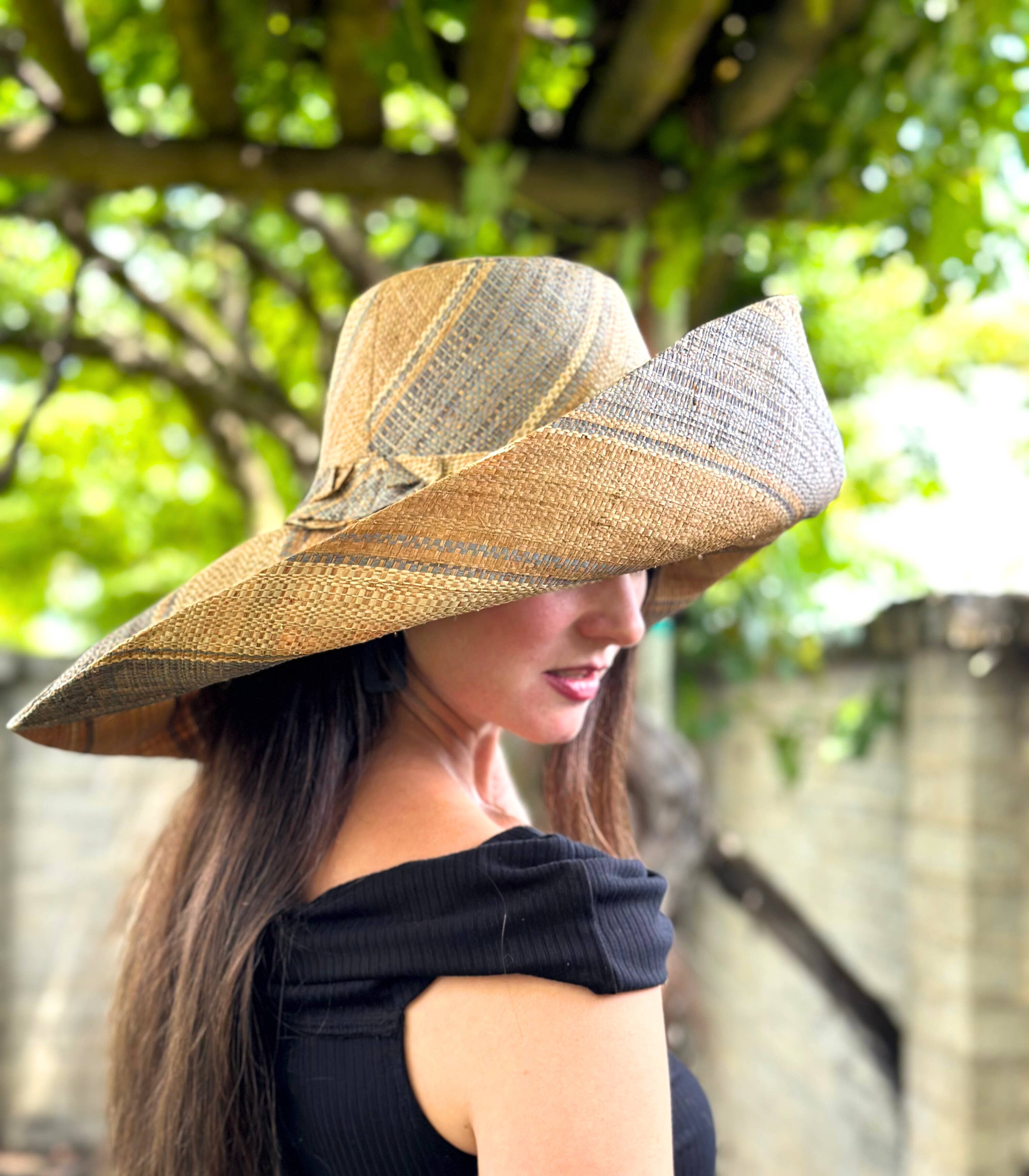 Shebobo - Sun Hats: Colored Stripes Packable 5"  Brim Raffia Straw